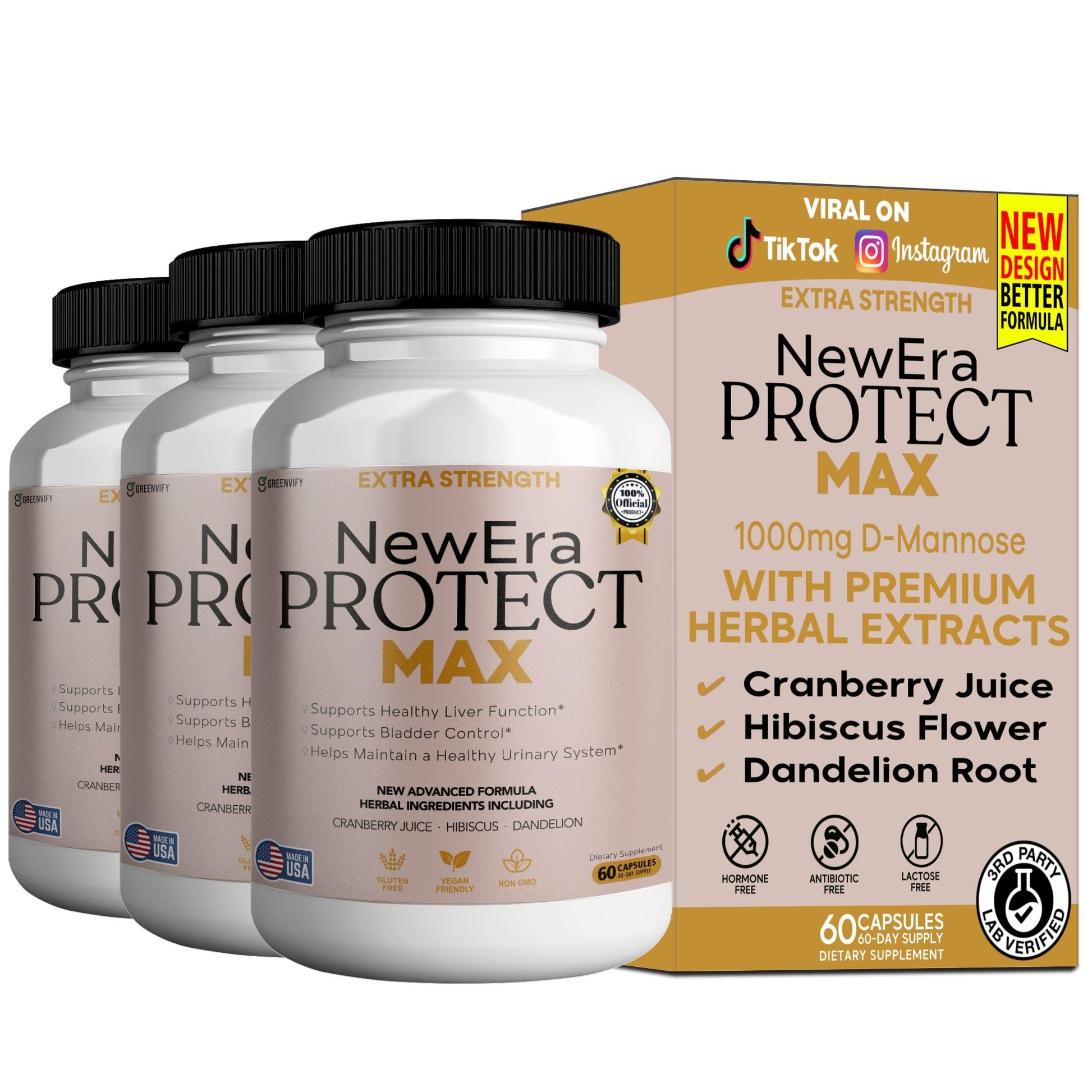 GREENVIFY New Era Protect Max Extra Strength Urinary Support Supplement Capsules, 60 Count