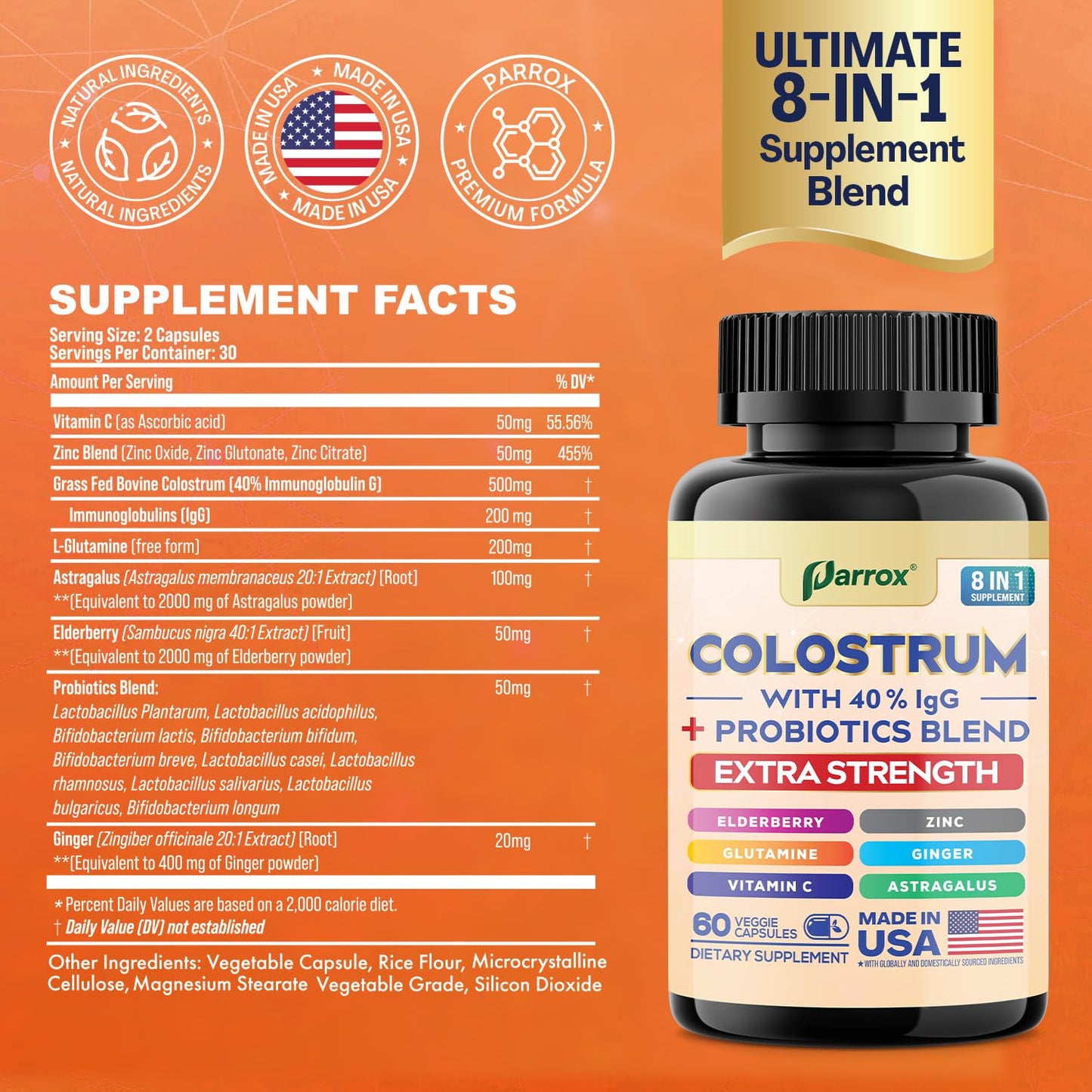 Parrox Colostrum Supplement Capsule, 180 Capsules