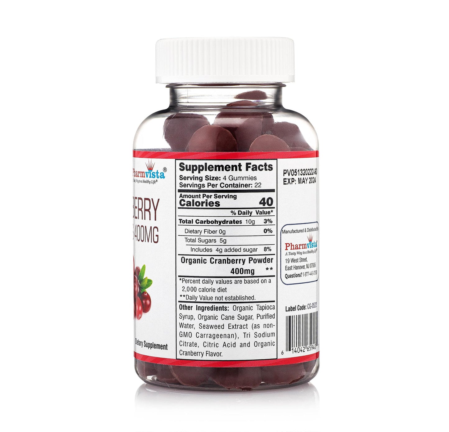Pharmvista Cranberry Gummies for Kids & Adults 90 Count