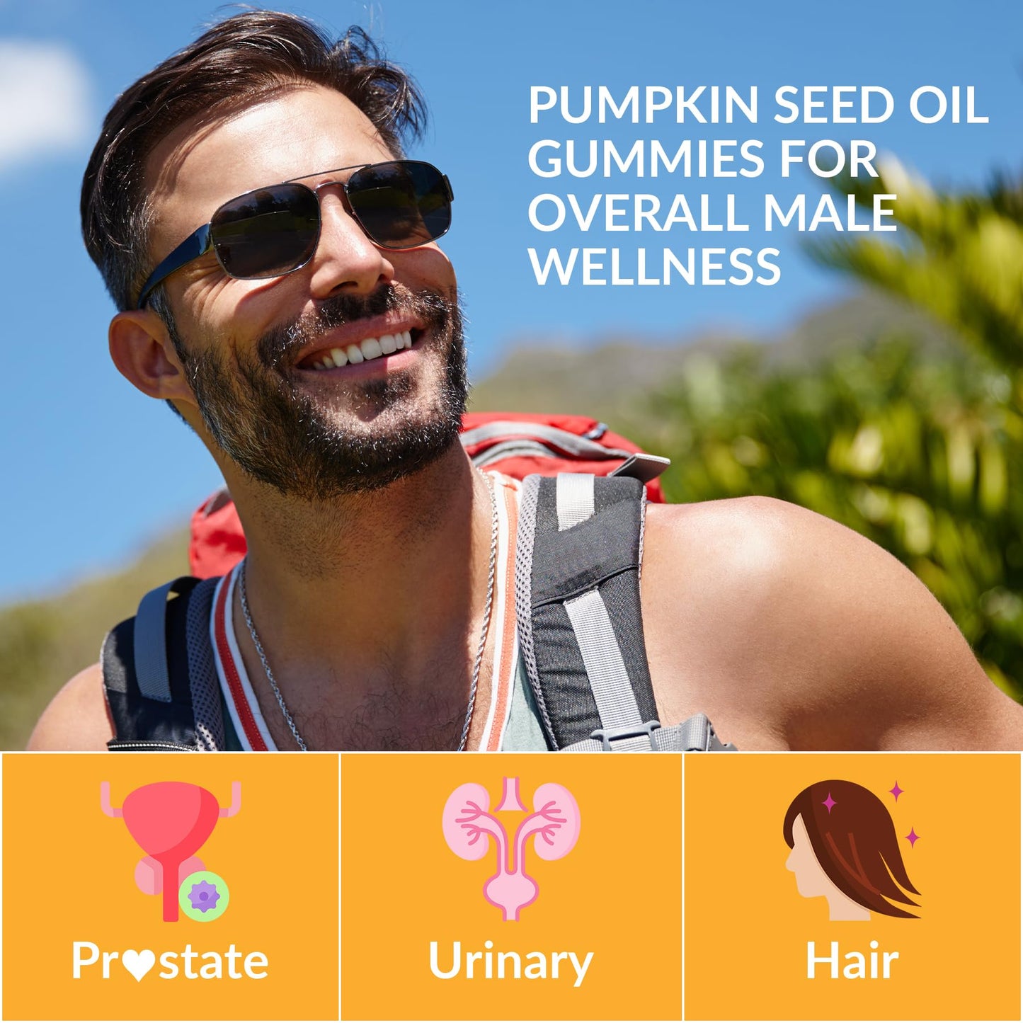 ESSENJOYY Sugar Free Pumpkin Seed Oil Gummies 2000mg with Saw Palmetto & Biotin, 60 Count