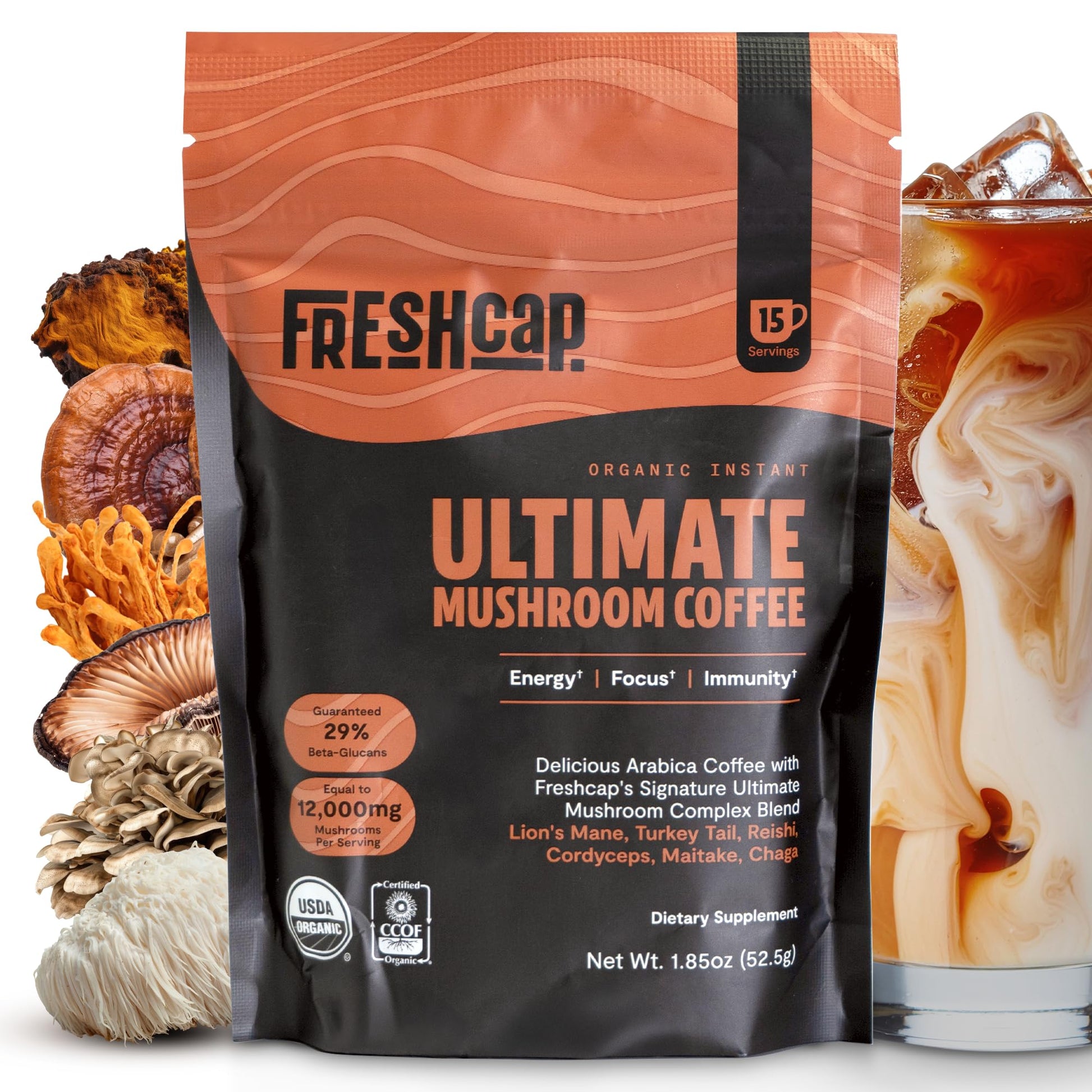 FreshCap Mushrooms Premium Organic Mushroom Coffee Powder 2.1