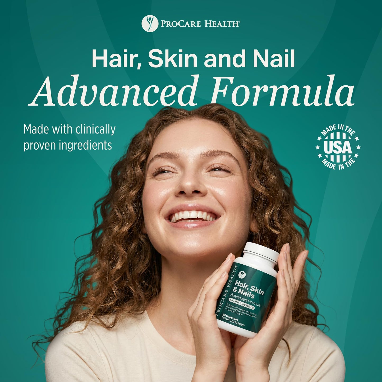 ProCare Health Hair Skin and Nails Vitamins with 5000mcg Biotin Capsules, 60 Capsules