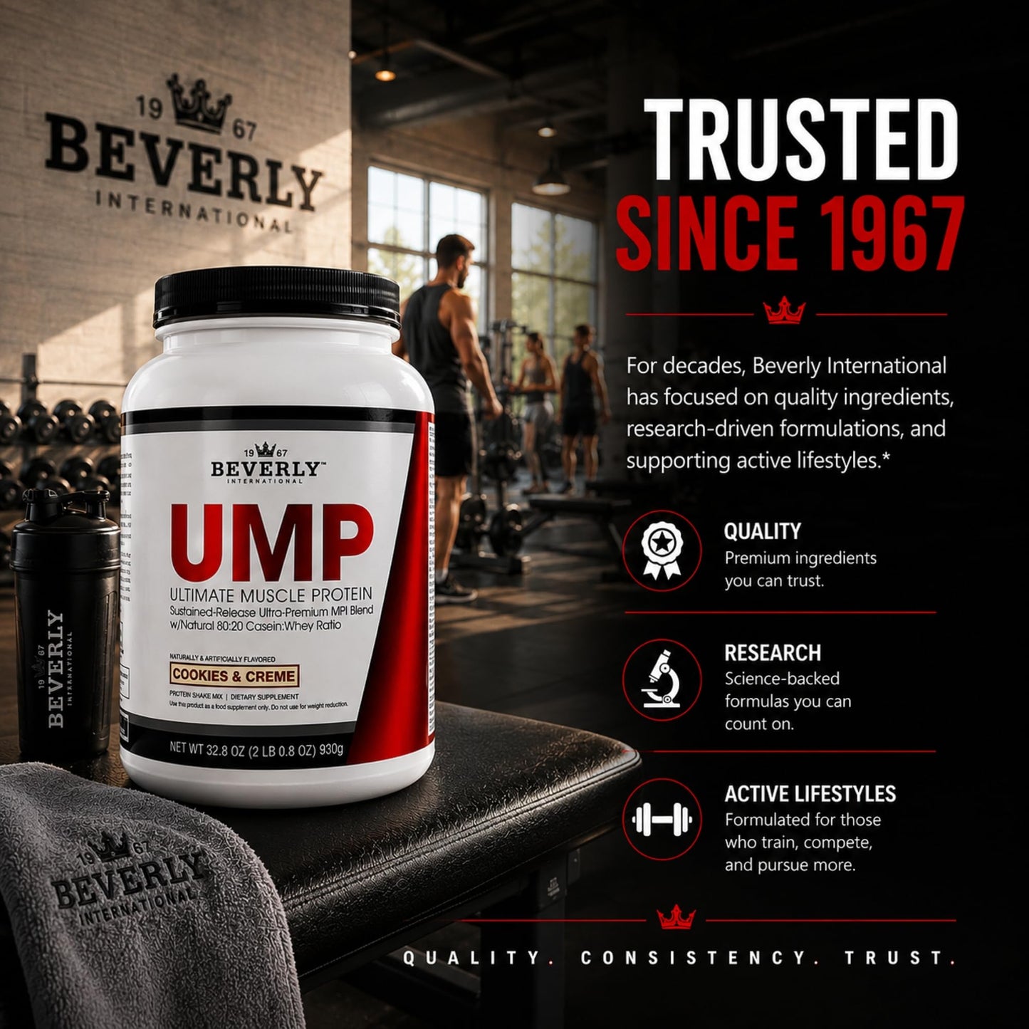Beverly International UMP Protein Powder Cookies & Cream, 32.8 oz