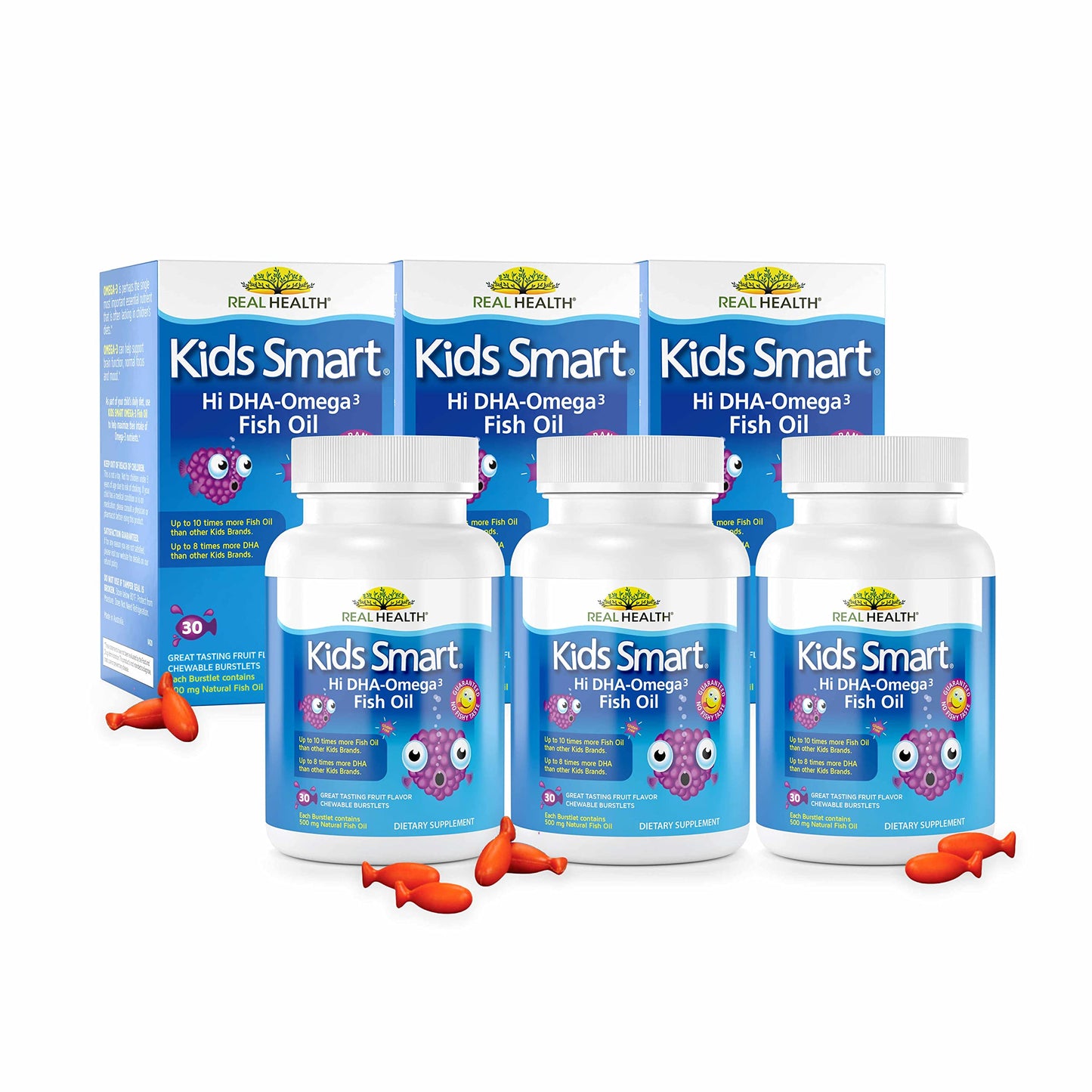 Real Health Bioglan Kids Smart Omega 3 Fish Oil Chewable Burstlets, 90 Burstlets