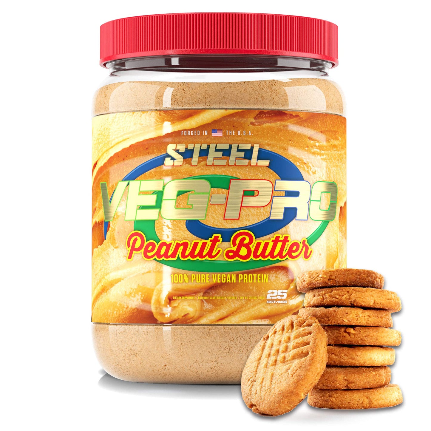 Steel Supplements Veg-PRO Vegan Protein Powder Peanut Butter, 26.4 oz