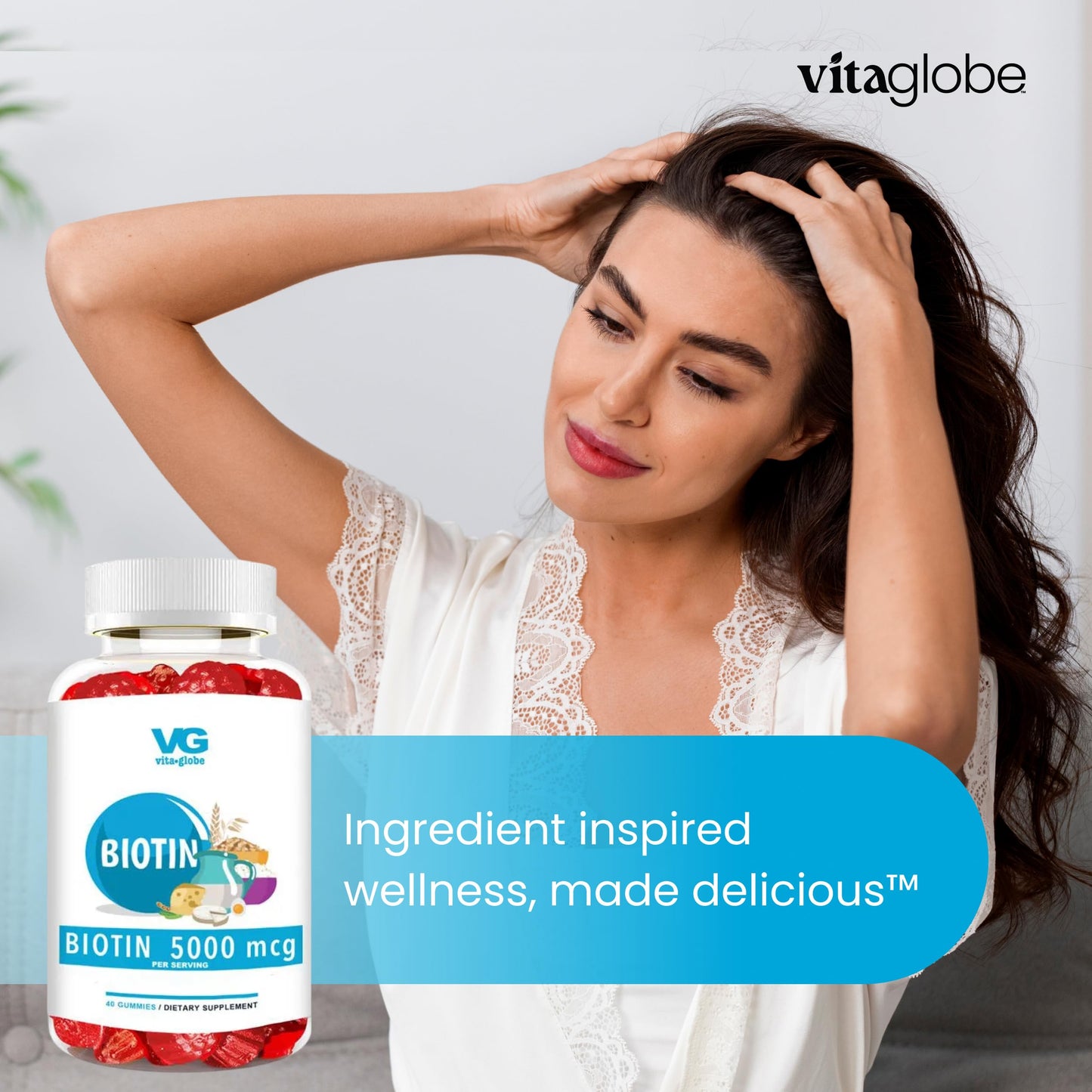 VITA GLOBE Biotin Gummies 5,000 mcg, 40 Count