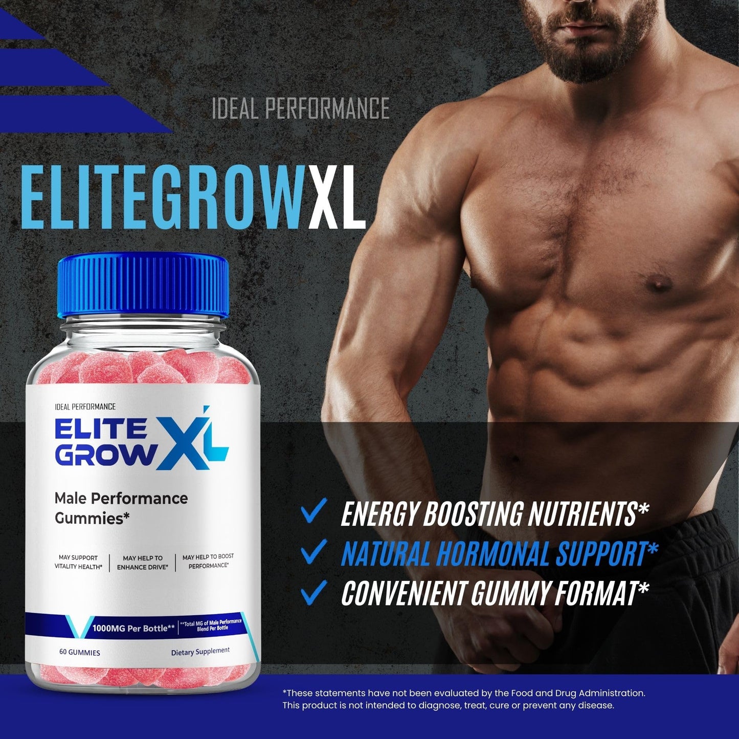 IDEAL PERFORMANCE Elite Grow XL Gummies for Men, 300 Gummies