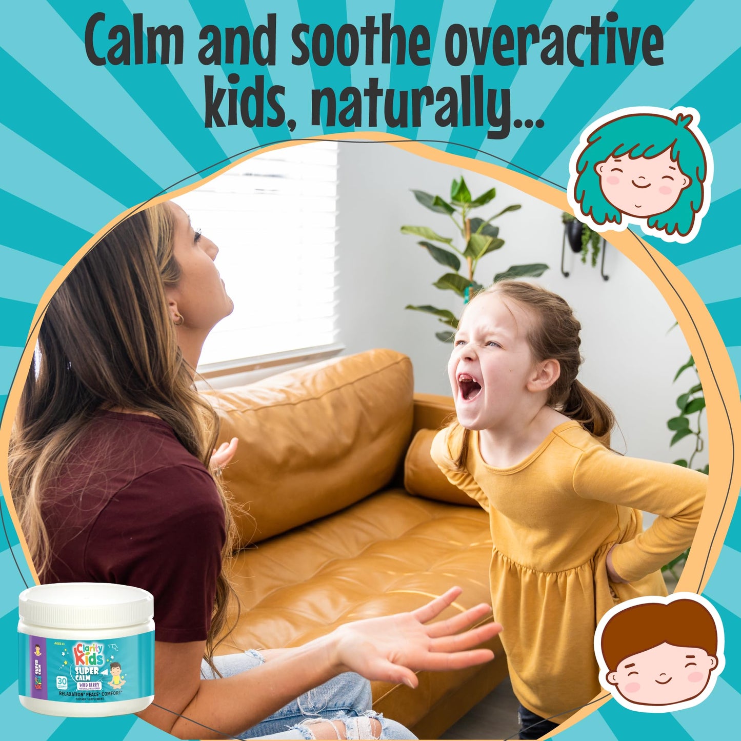 Clarity Prime Clarity Kids Super Calm Magnesium Chewable Vitamin for Children with L-Theanine Gummy, 30 Count