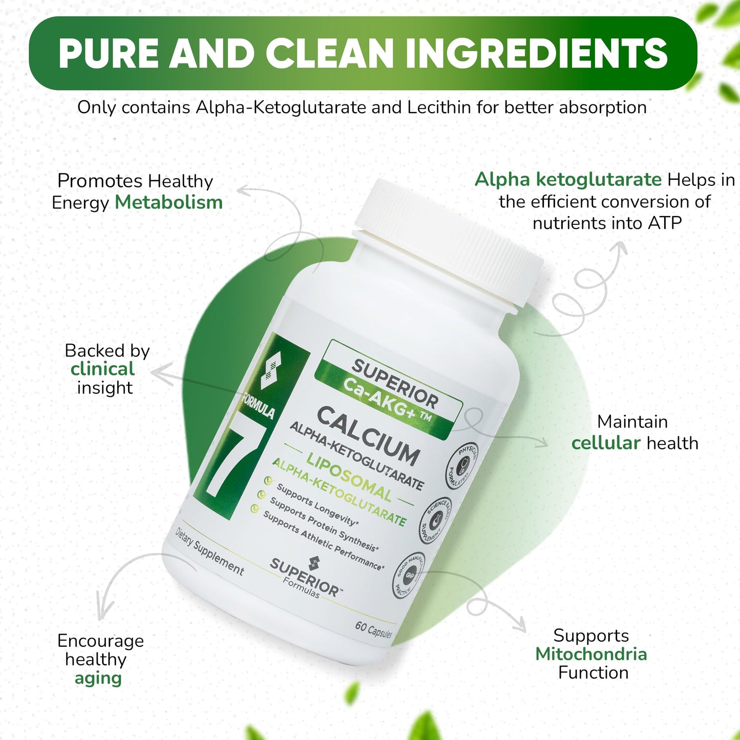 Superior Formulas LLC Liposomal Alpha-Ketoglutarate (AKG) 1100 mg – 60 Vegetarian Capsules