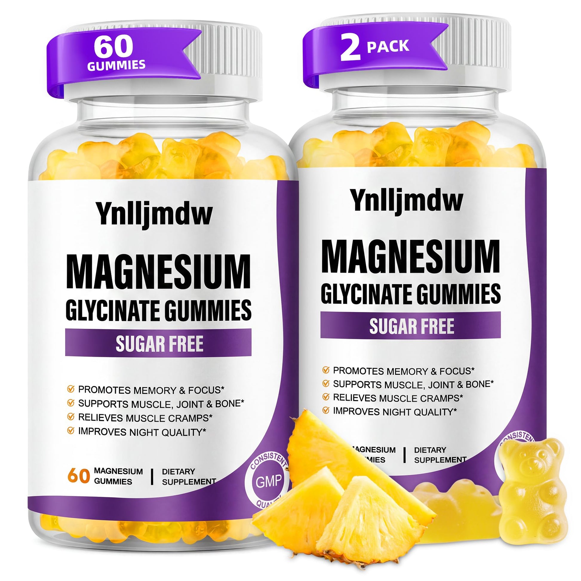 Ynlljmdw Magnesium Glycinate Gummies 120 Count