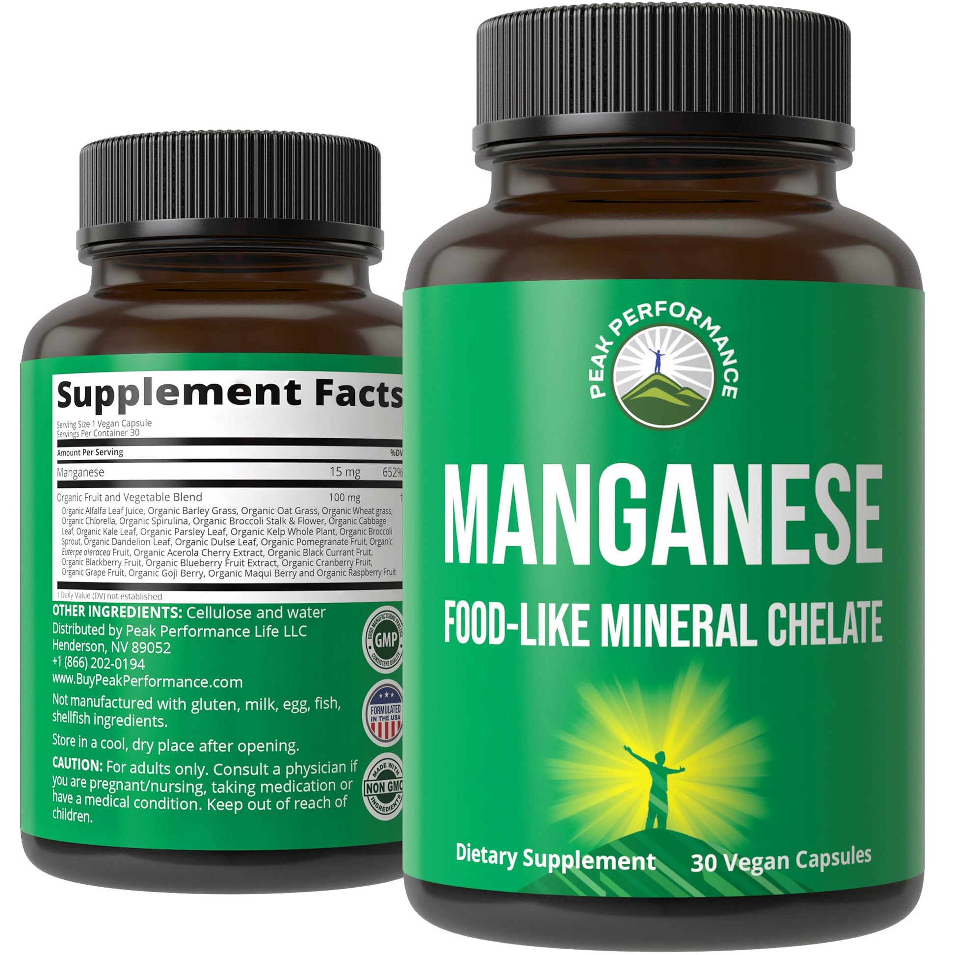 Peak Performance Manganese Supplement Capsule, 30 Count