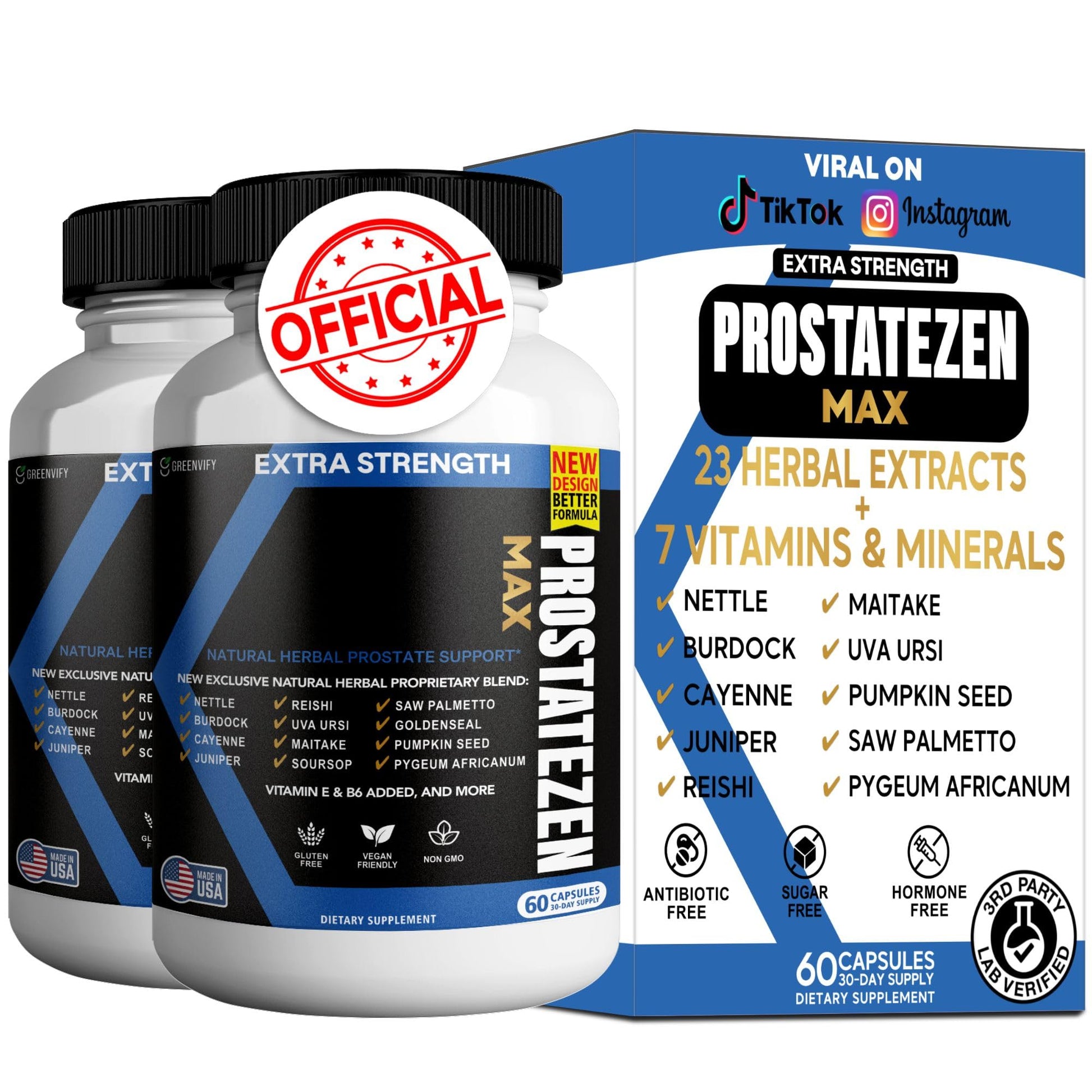 GREENVIFY ProstateZen Max Extra Strength Natural Herbal Prostate Support Capsule 120 Count