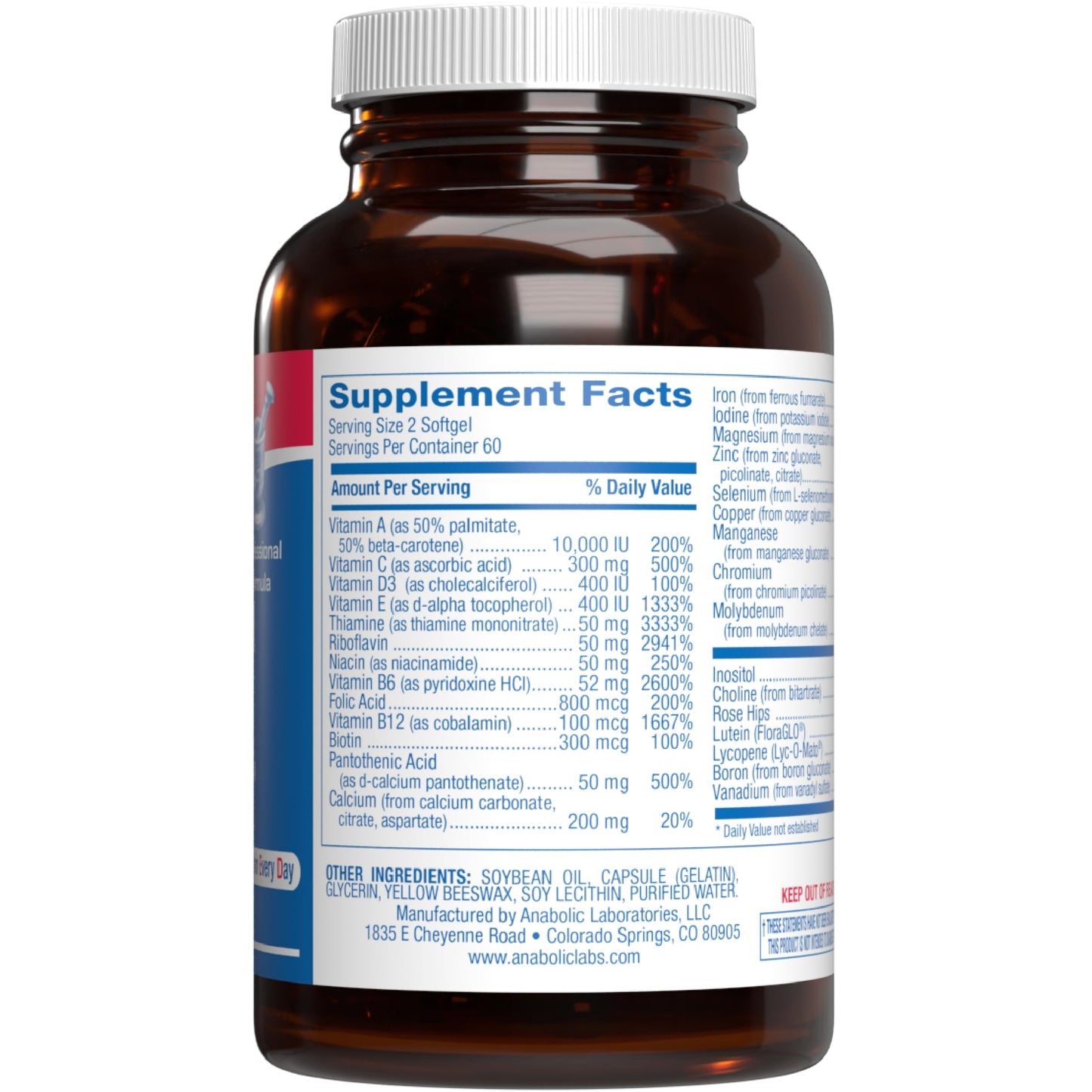 Anabolic Laboratories 30-In-1 Adult Multivitamin with Iron Softgels 120 Count