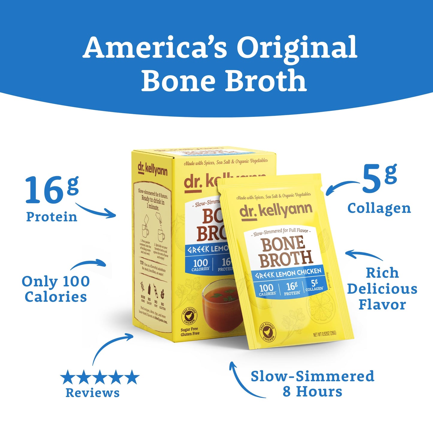 Dr. Kellyann Greek Lemon Bone Broth Powder, 7 Servings