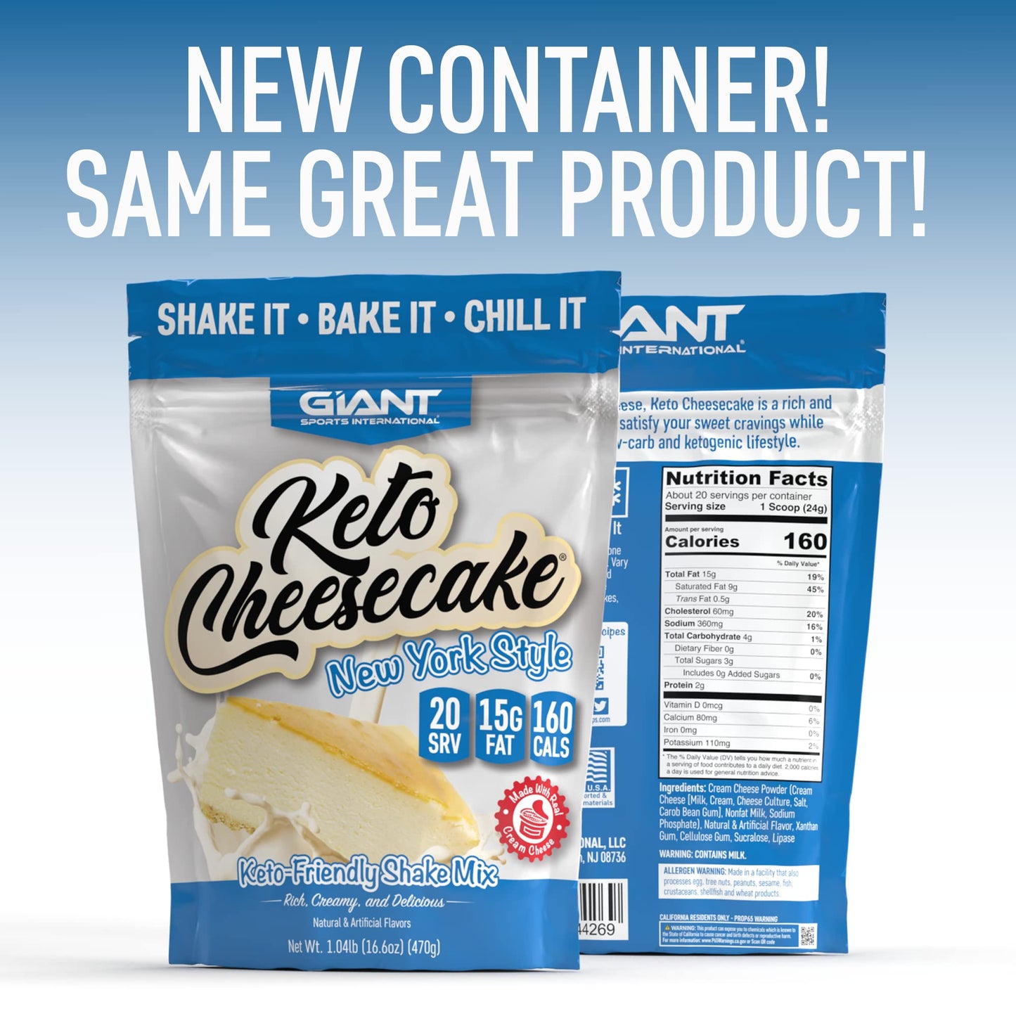 Giant Sports International Keto Cheesecake Shake Mix Powder 16.64 Ounce