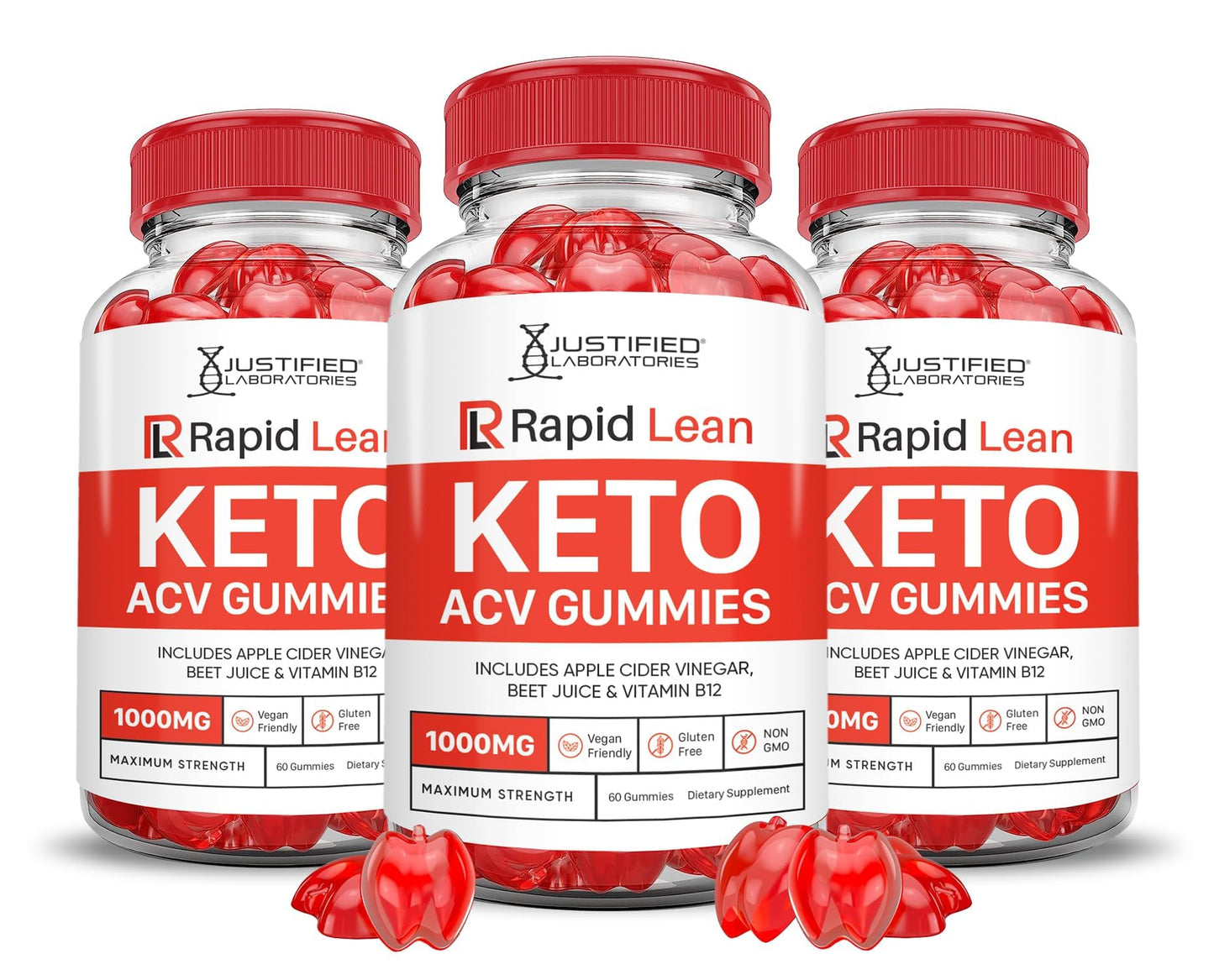 Justified Laboratories Rapid Lean Keto ACV Gummies, 180 Gummies