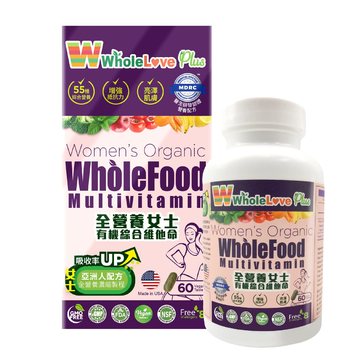 NOTO WholeLove Plus Women's Organic Whole Food Multivitamin Capsules, 60 Count