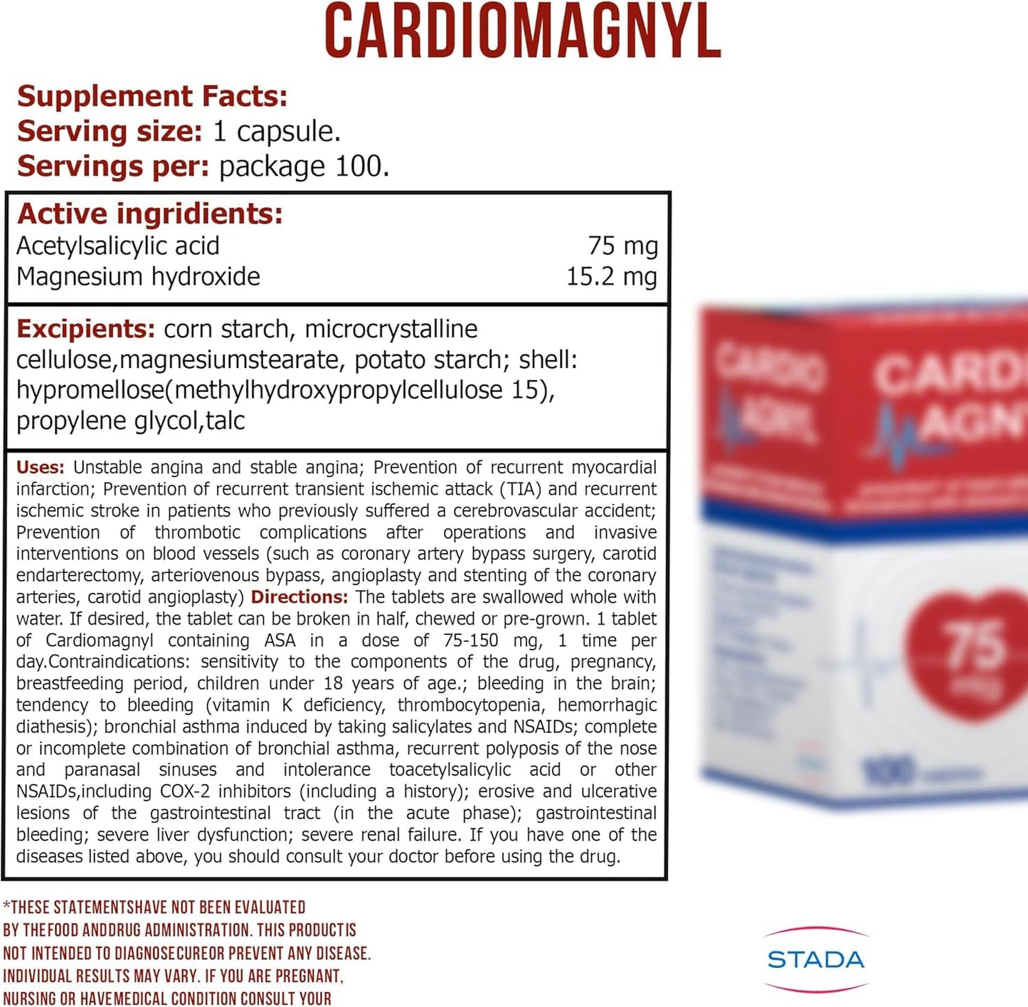 byMall Cardiomagnyl 75 mg Tablets, 1 Count