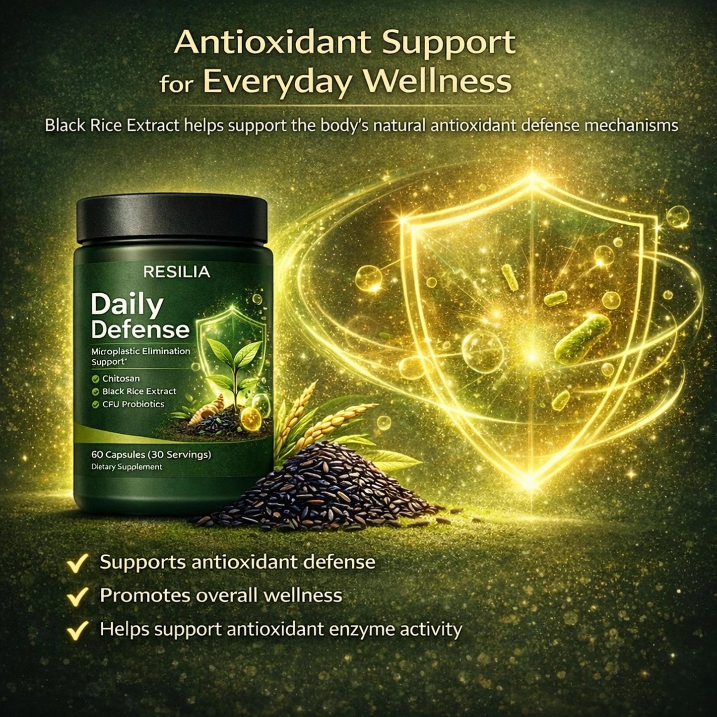 Golden Dunes Resilia Daily Defense Supplement for Gut & Cellular Support Capsules, 60 Count