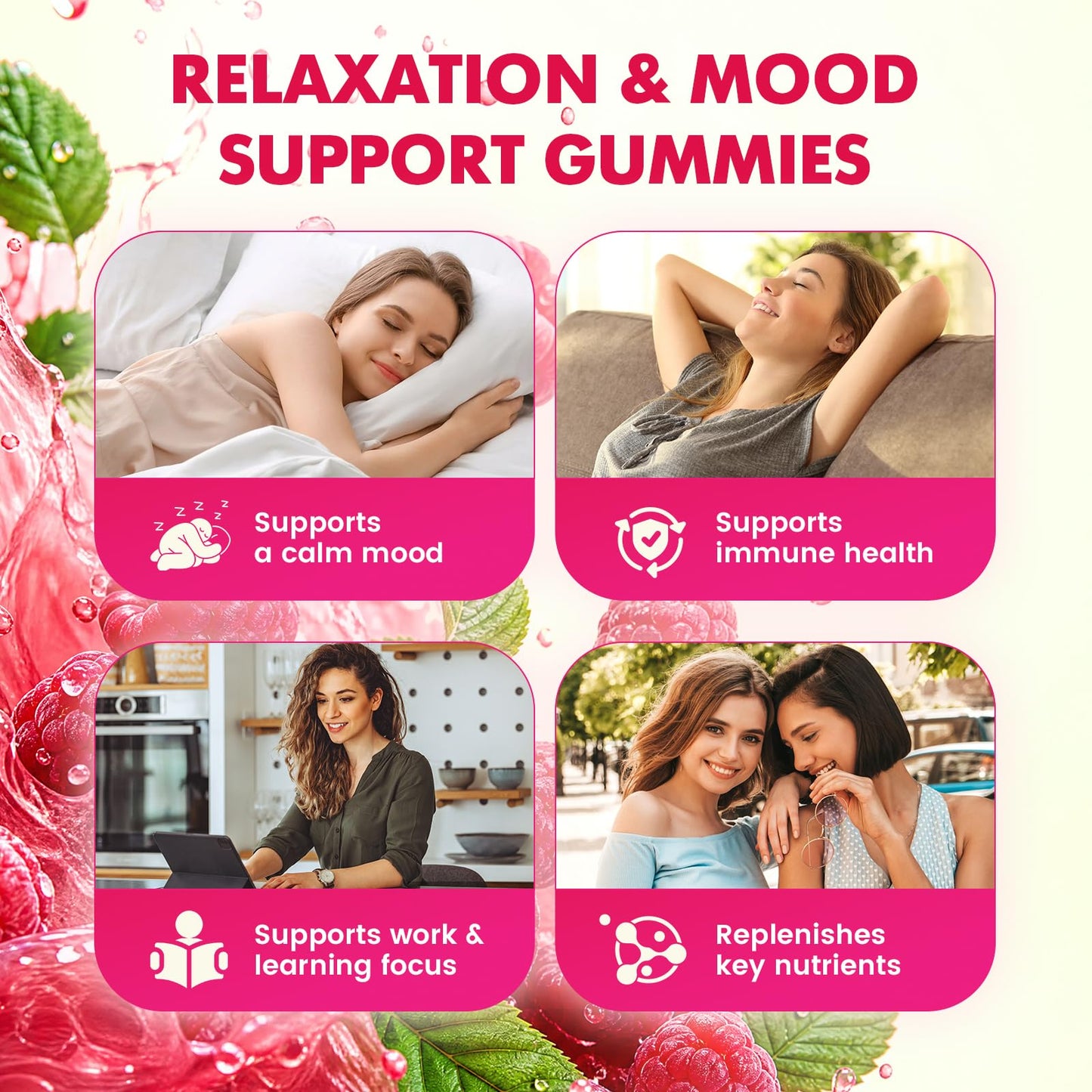 Saajoor 5-HTP 300mg with GABA + L-Theanine & Vitamin D3, 60 Gummies