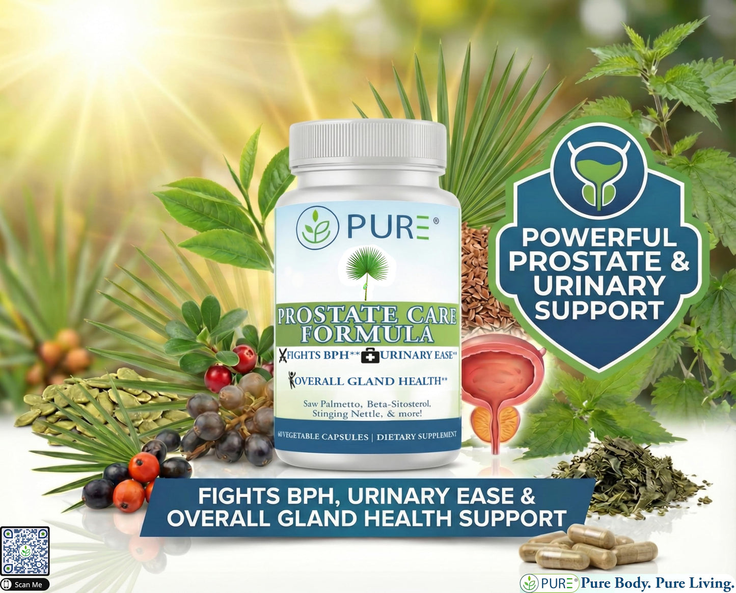 PURE Prostate Care Formula Capsules, 60 Count
