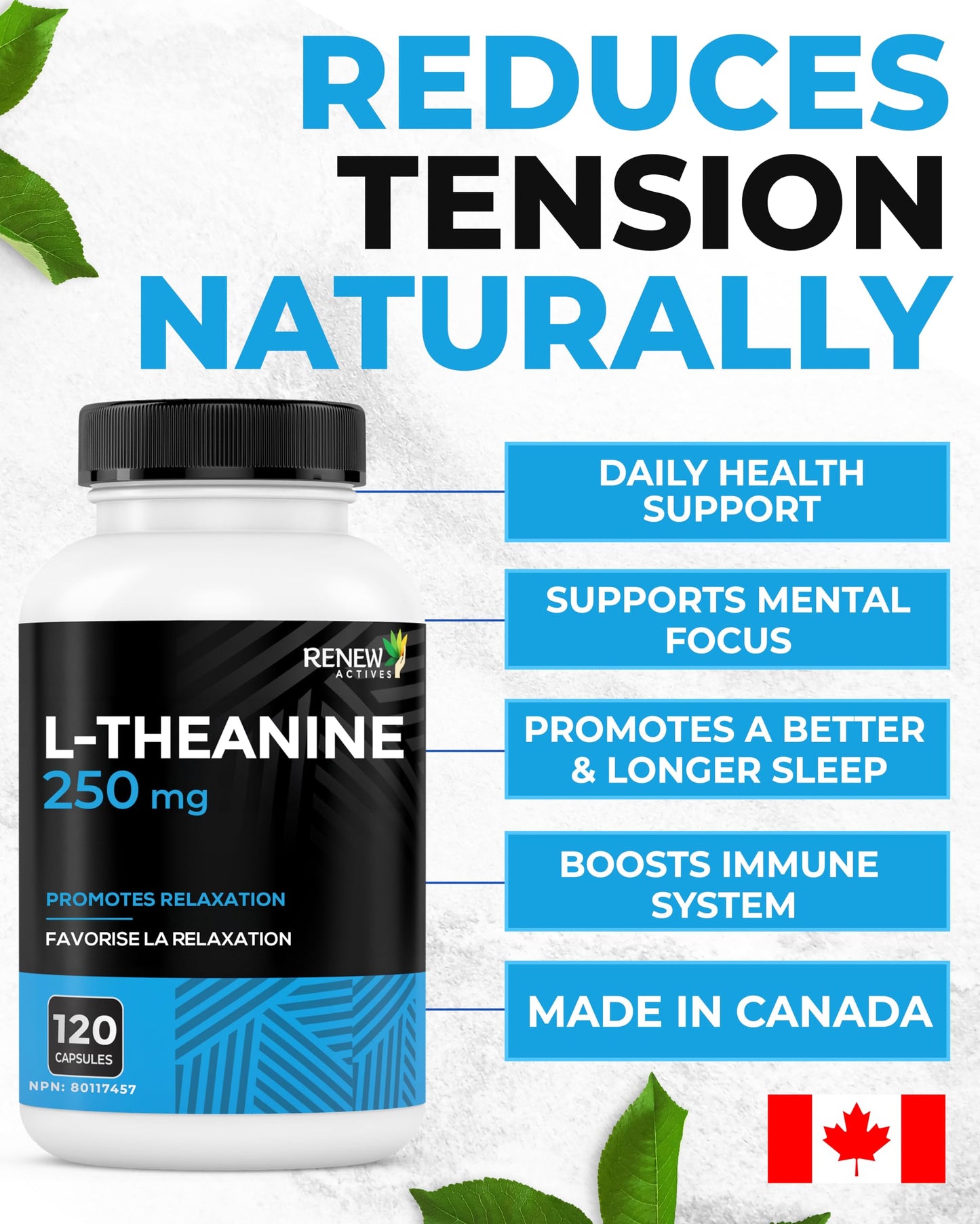 Renew Actives L-Theanine Supplements Capsule 1 Count