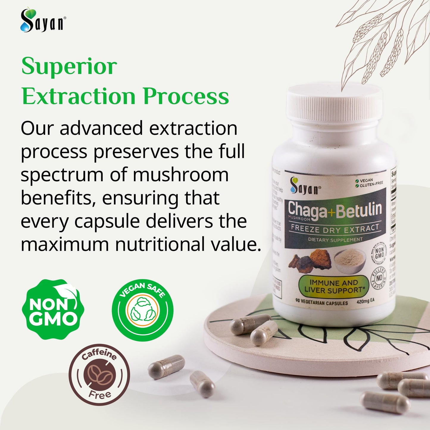 Sayan Siberian Chaga Mushroom Extract with Betulin 90 Capsules