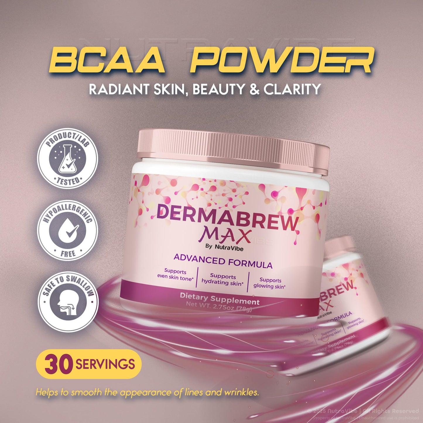 NutraVibe DermaBrew Max Powder, 13.75 oz (Pack of 5)