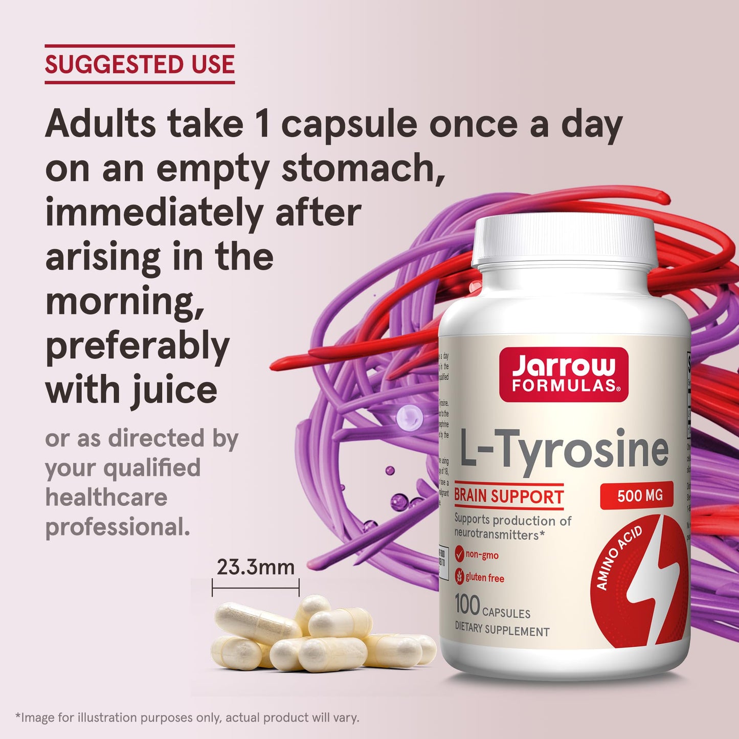 Jarrow Formulas L-Tyrosine 500 mg Capsule, 100 Capsules