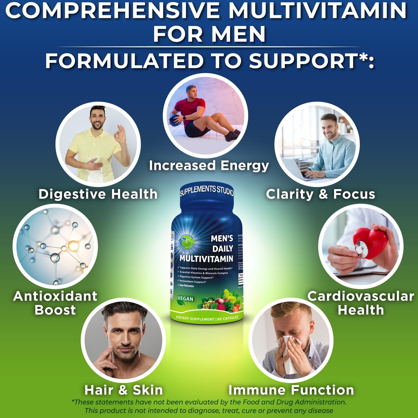 SUPPLEMENTS STUDIO Men's Daily Multivitamin Capsule, 60 Count