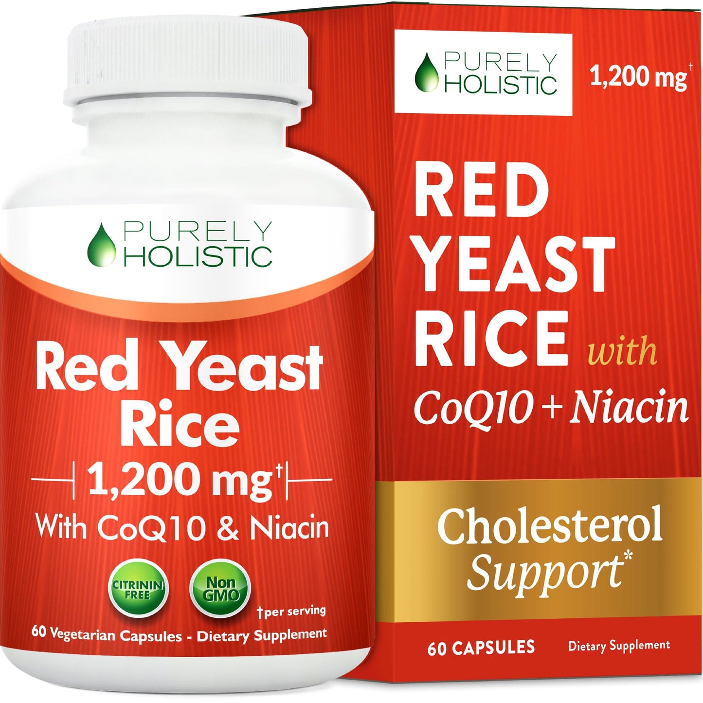 Purely Holistic Red Yeast Rice with CoQ10 Supplement, Capsule, 60 Count