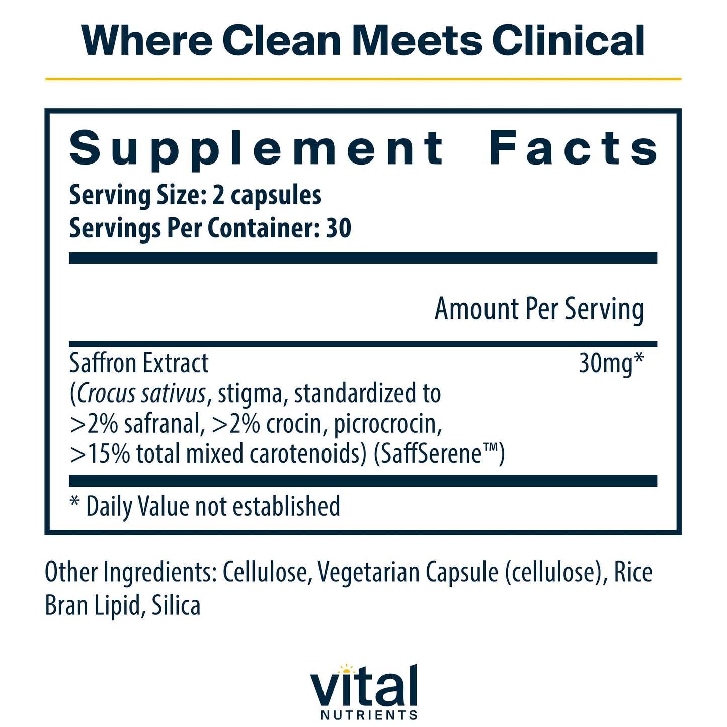 Vital Nutrients Saffron Extract Capsule 60 Count
