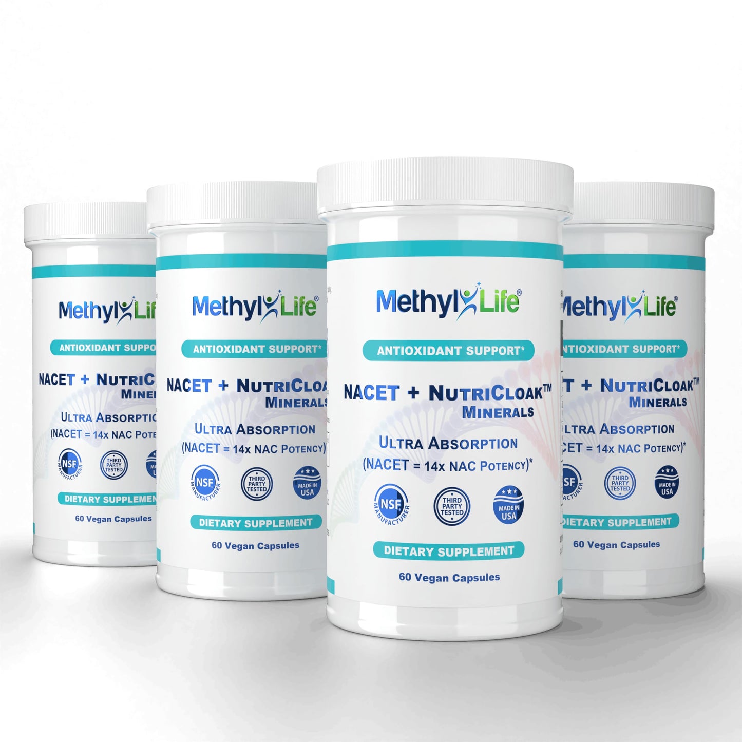 Methyl-Life NACET + NutriCloak Minerals Liposomal Magnesium, Zinc & Selenium and Key Cofactors Molybdenum and Glycines, 60 Capsules