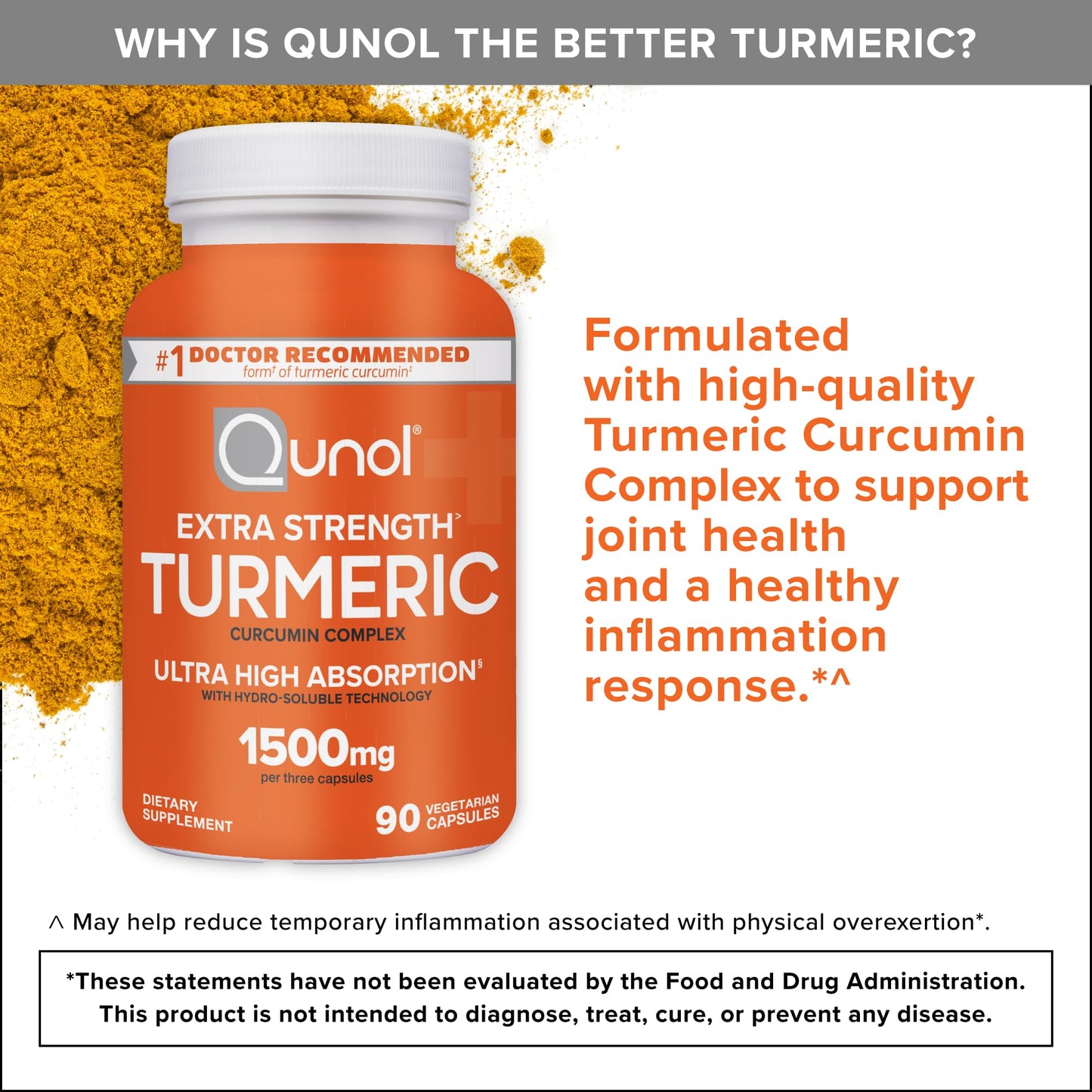Qunol Turmeric Curcumin Supplement Capsules, 180 Count