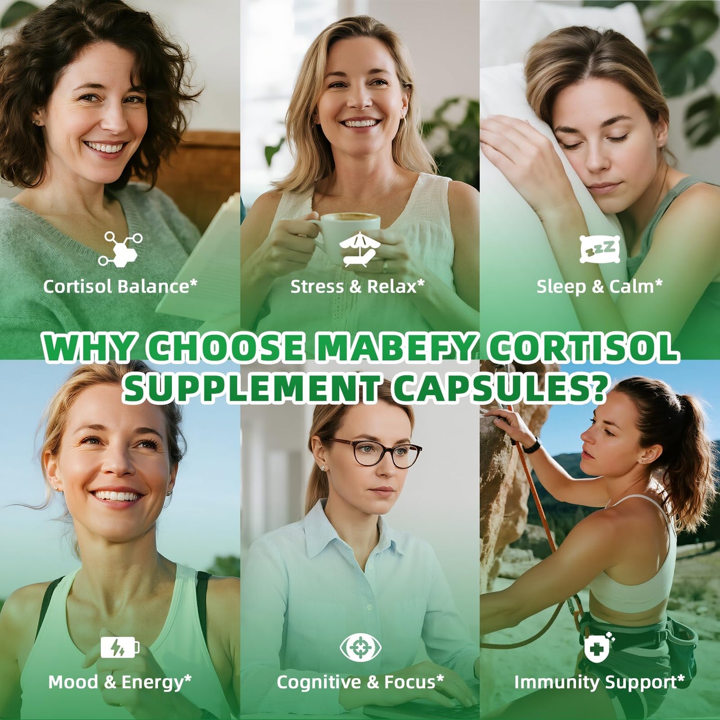 MABEFY Cortisol Supplements for Women/Men - 10 in 1 Cortisol Manager Reducer Lower Detox Balance with Magnesium, Ashwagandha, L-Theanine for Stress, Sleep, Calm, Mood Support, 60 Capsules