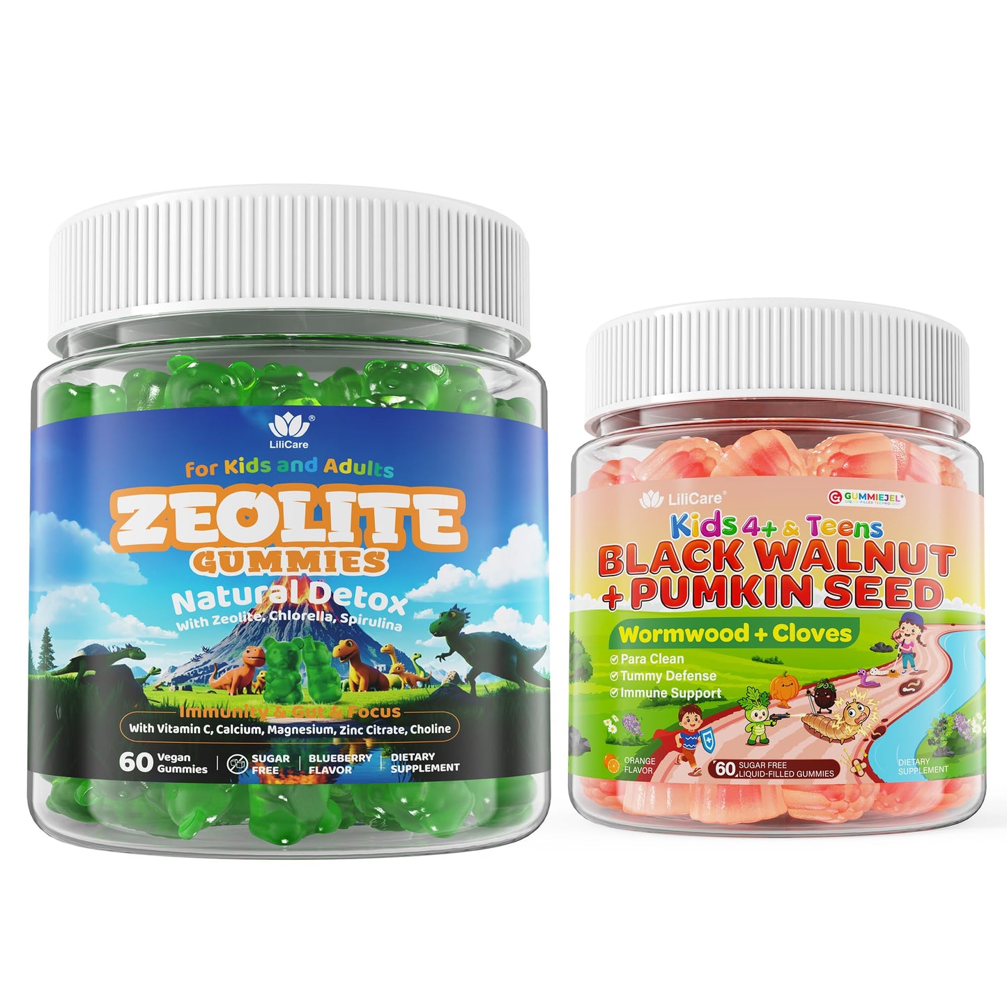 LILICARE Para Cleanse for Kids & Teens + Zeolite Gummies for Kids & Adults, 1 Pack