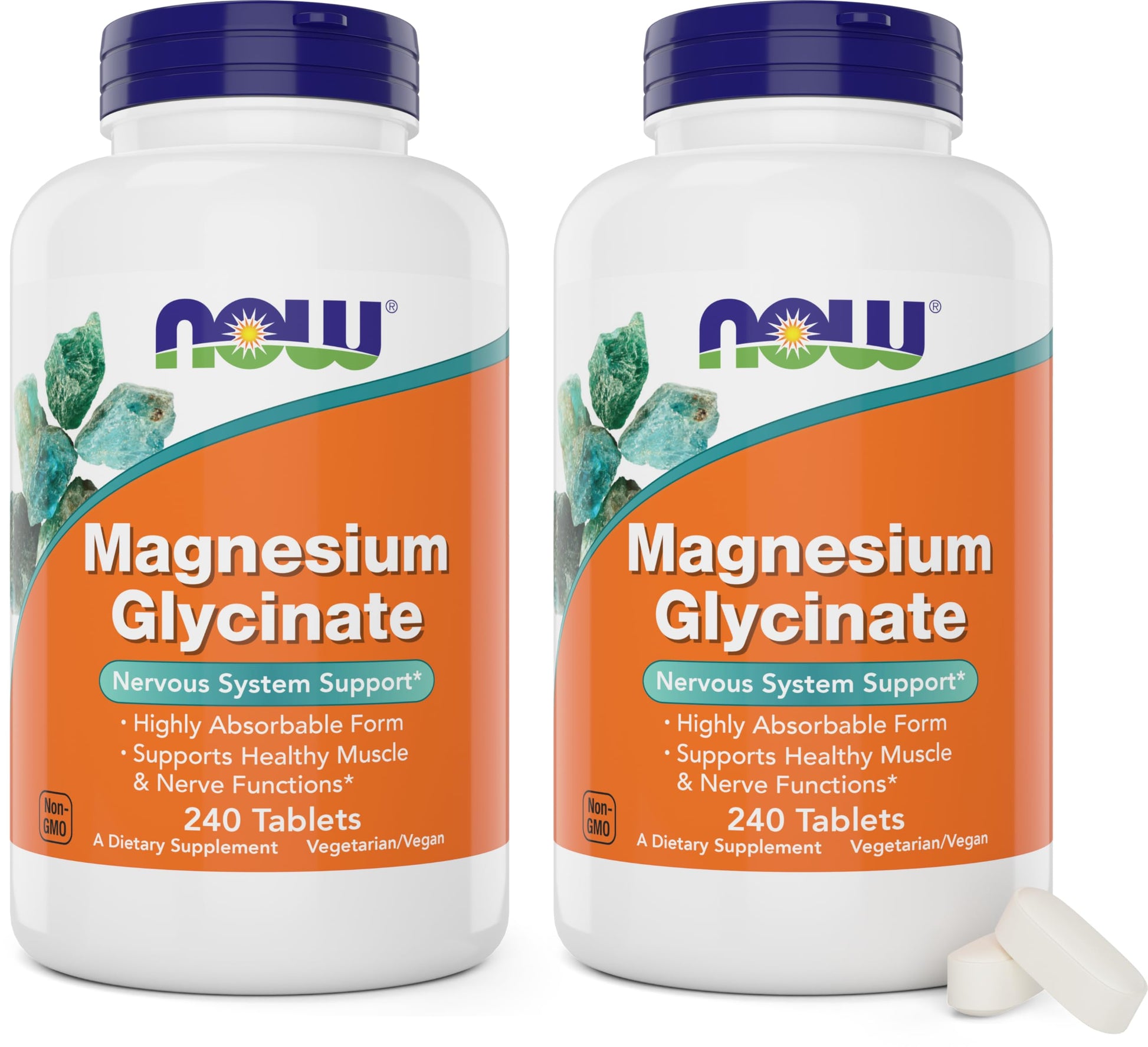 NOW Foods Magnesium Glycinate Tablets, 480 Tablets