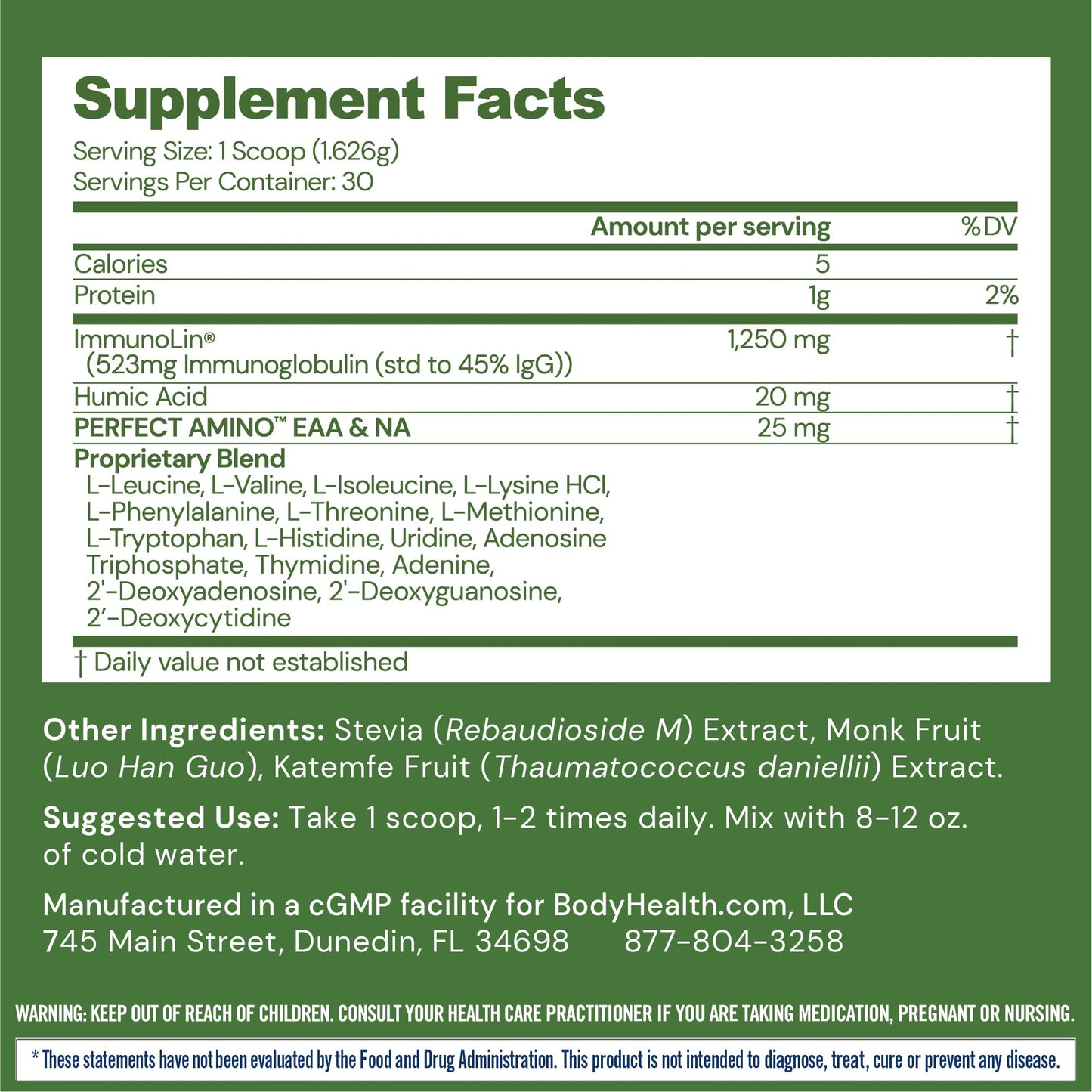 BodyHealth Gut Restore with PerfectAmino, ImmunoLin, and Humic Acid Powder 1.63 Ounce