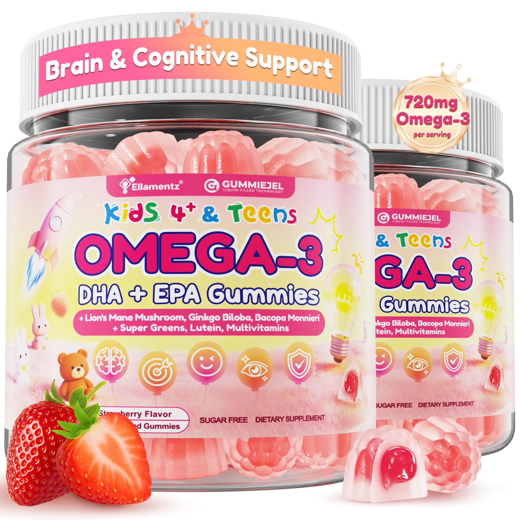 ELLAMENTZ Omega 3 Gummies for Kids 120 Gummies