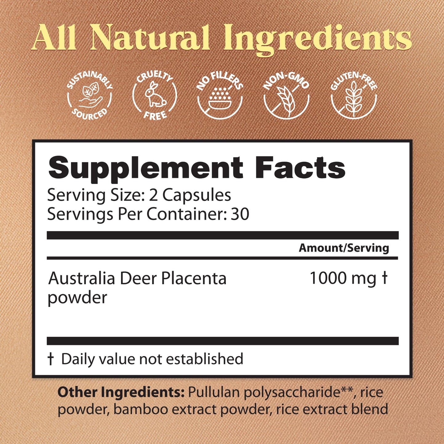 Dragon Herbs Deer Placenta Capsules, 60 Count