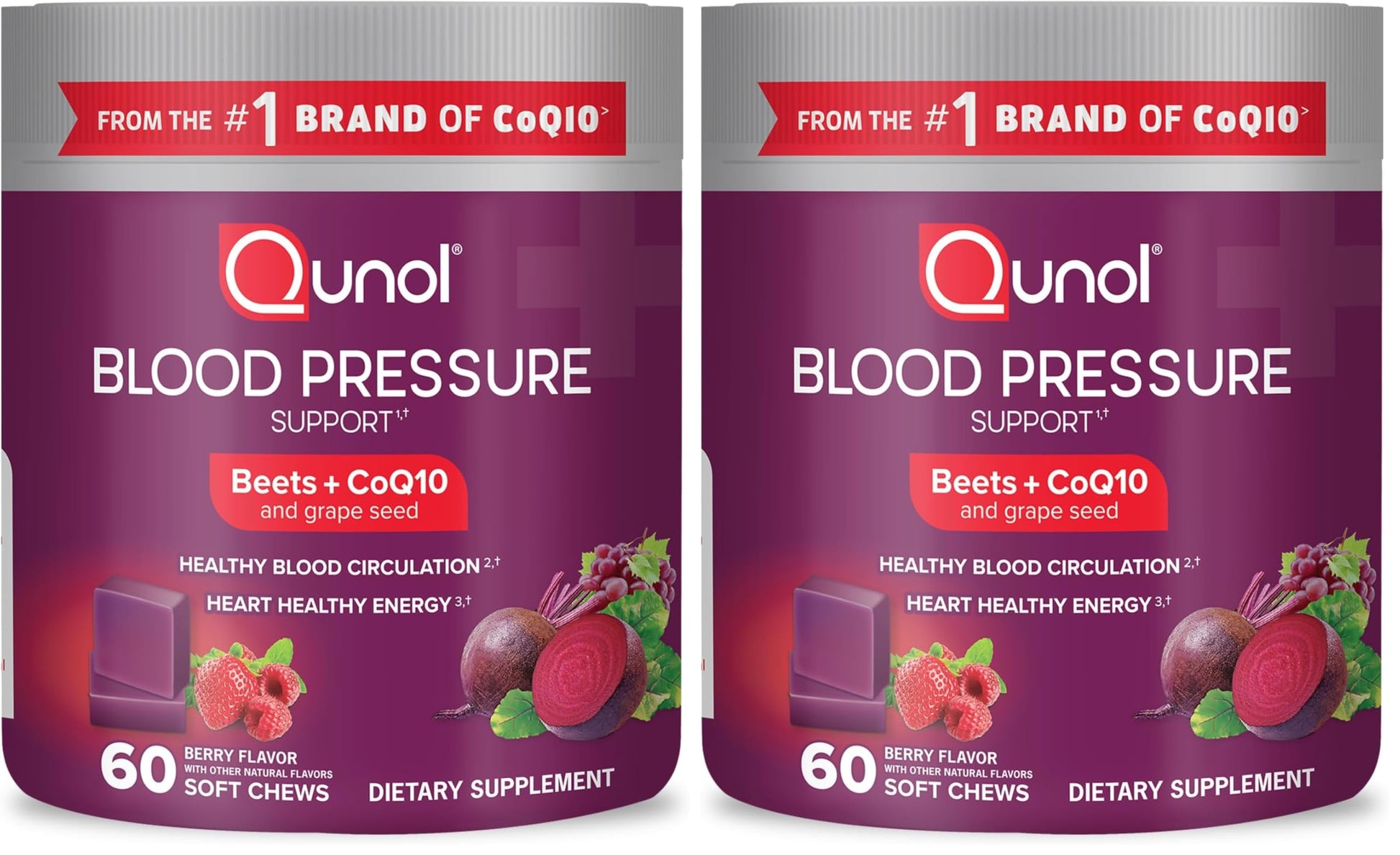 Qunol Beets Chews for Blood Pressure Support, Chewable, 120 Chews