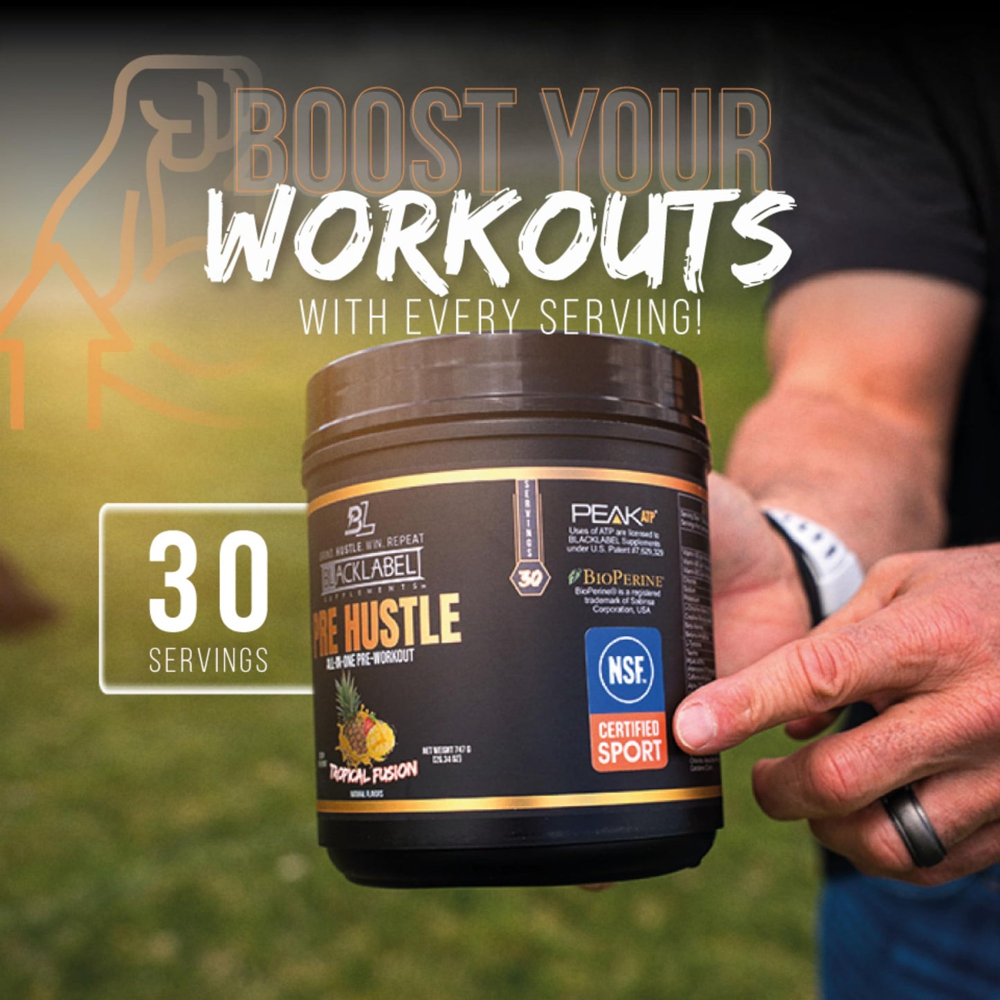 BLACKLABEL Supplements PRE Hustle V3 NSF Certified for Sport Pre-Workout Powder 26.24 oz