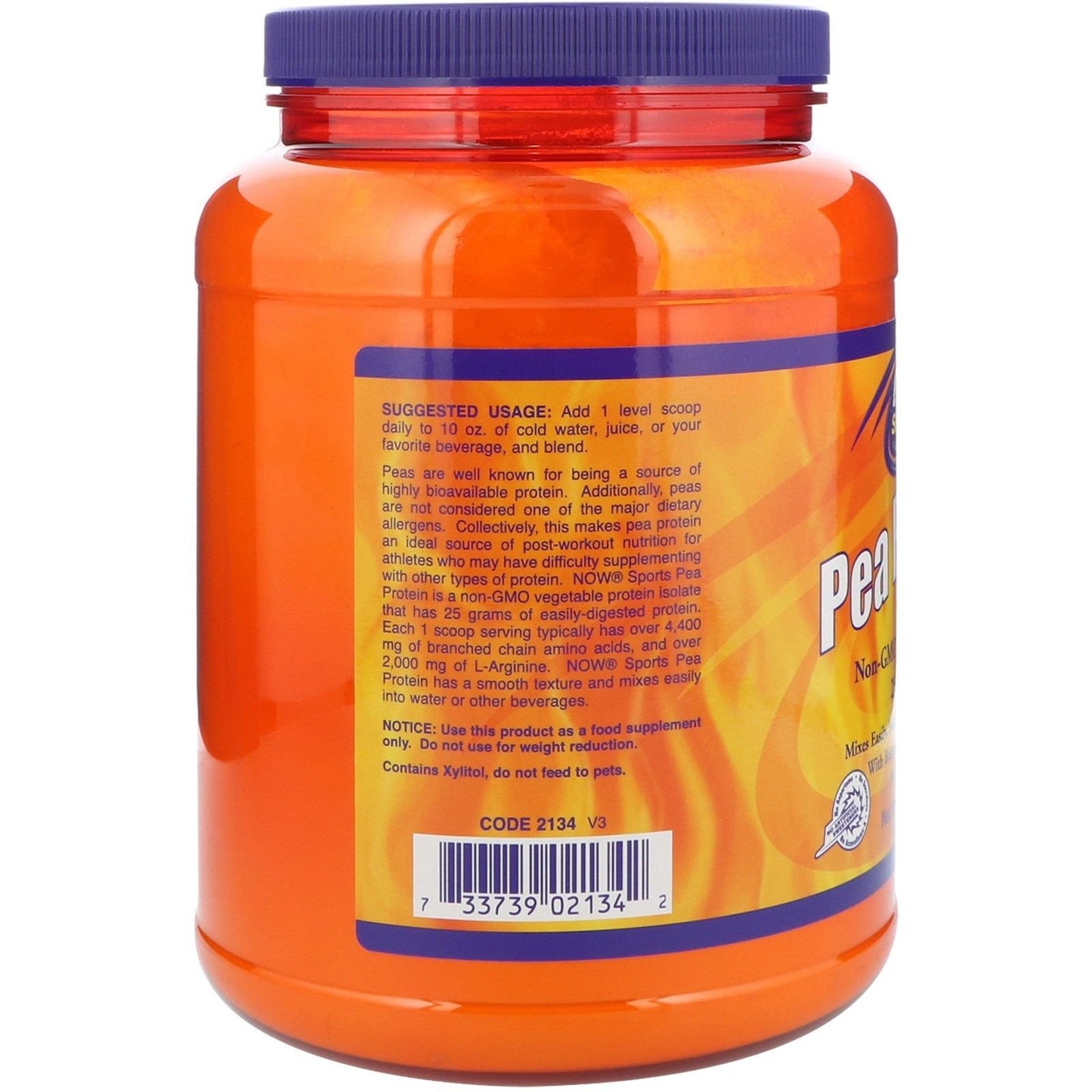 NOW Foods Pea Protein Powder Vanilla Toffee 32 oz