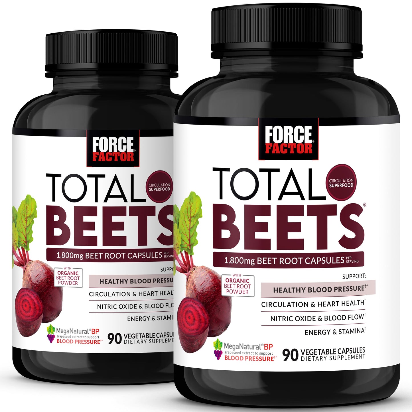 Force Factor Total Beets Blood Pressure Support Beet Root Capsules 180