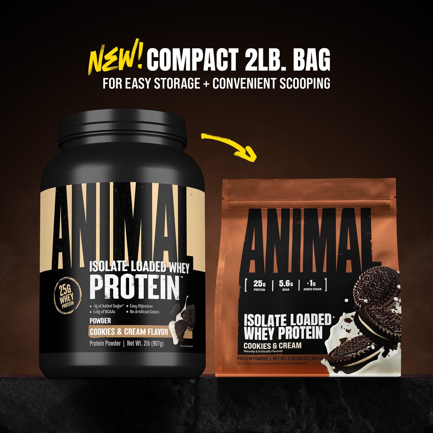 Animal Whey Isolate Protein Powder Cookies & Cream, 32 Servings, 2 lb