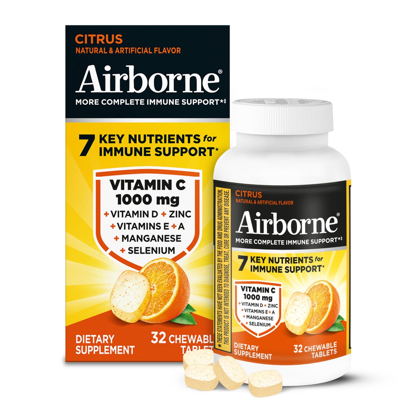 Airborne Vitamin C 1000mg Tablets, 32 Count