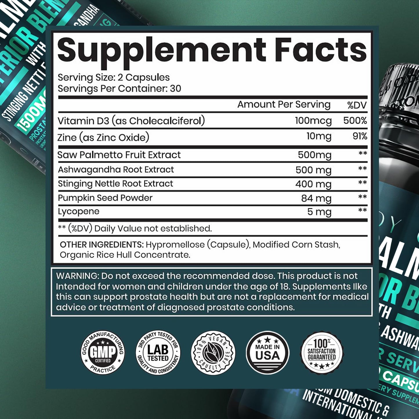 Body C.E.O. Saw Palmetto for Men 1500mg Supplement Capsules 1 Count