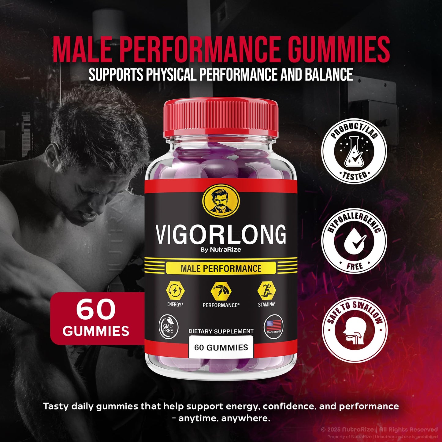 NutraRize VigorLong Gummies for Men, 180 Gummies
