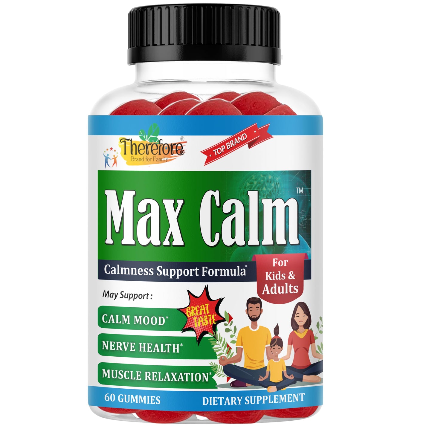 Therefore Max Calm Magnesium Gummies, 60 Gummies