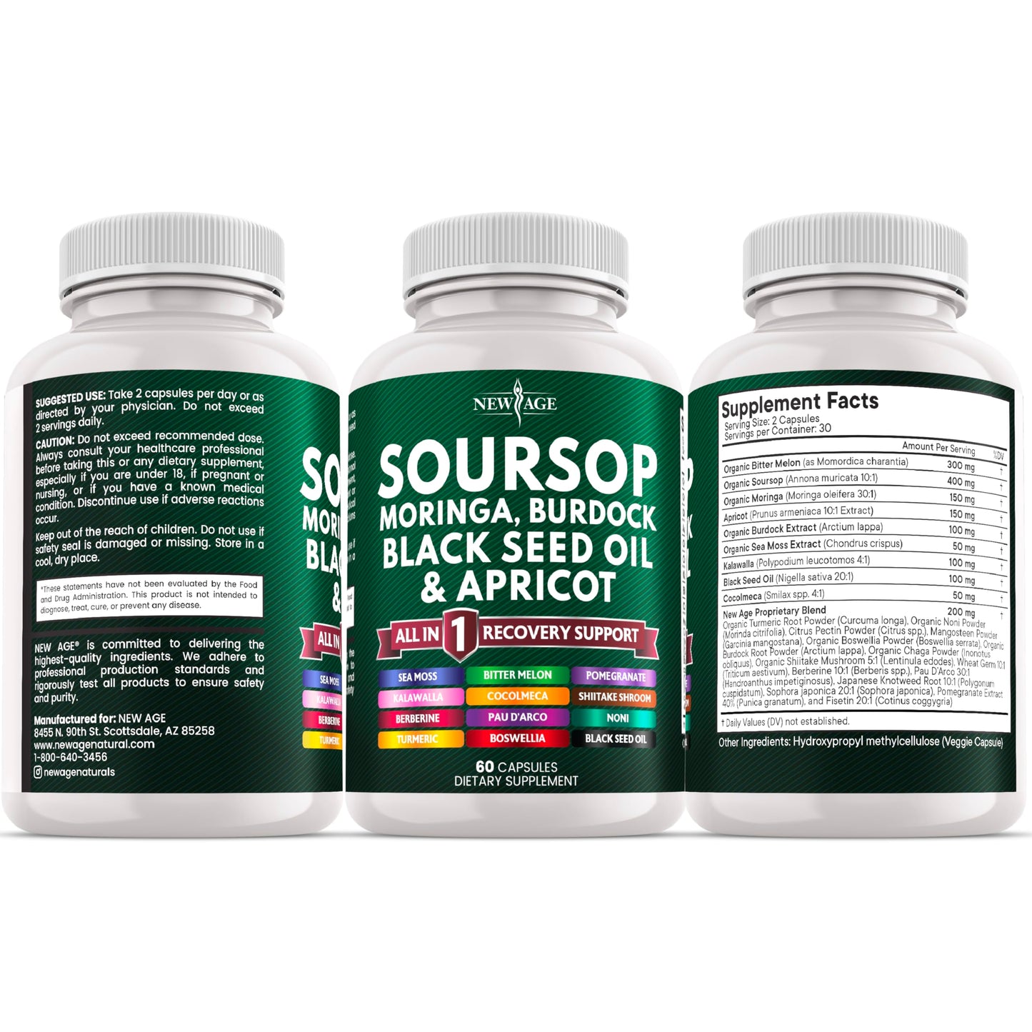 NEW AGE Soursop Supplement 120 Capsules